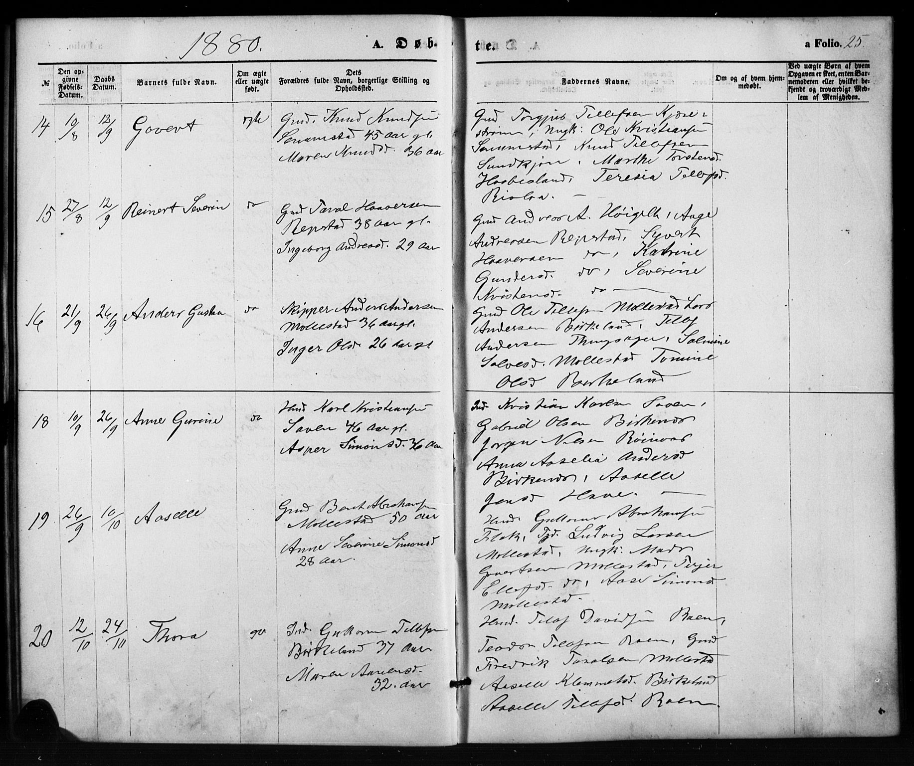 Birkenes sokneprestkontor, SAK/1111-0004/F/Fb/L0003: Parish register (copy) no. B 3, 1876-1892, p. 25
