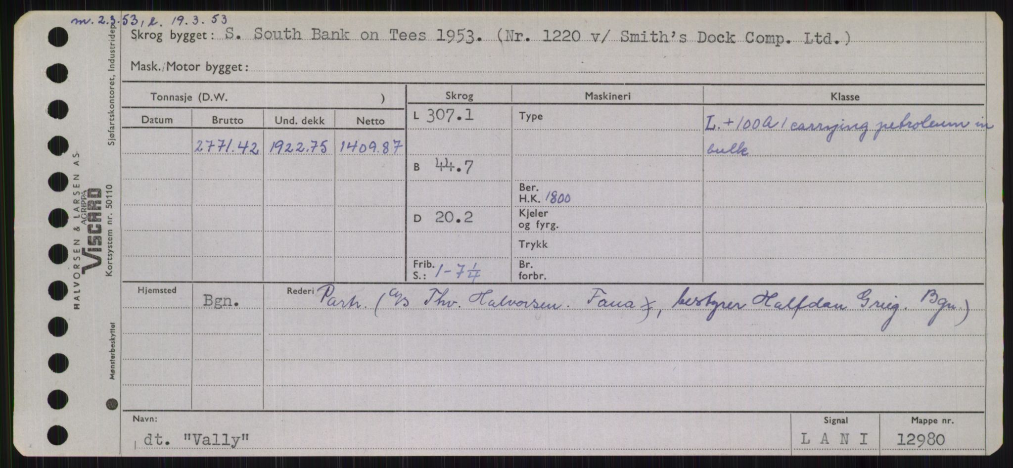 Sjøfartsdirektoratet med forløpere, Skipsmålingen, RA/S-1627/H/Hb/L0005: Fartøy, T-Å, p. 261