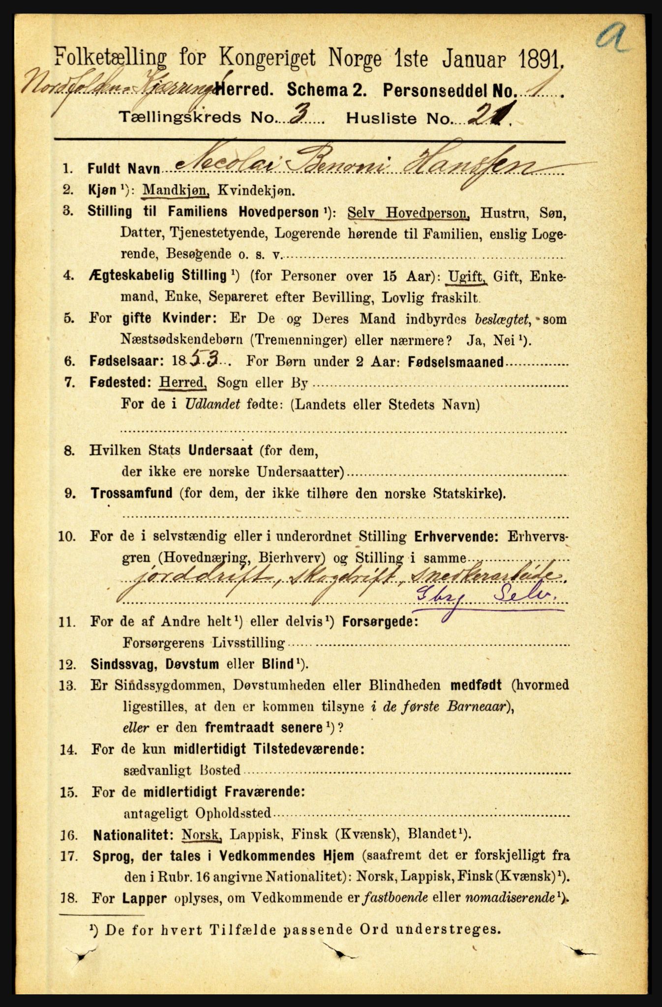 RA, 1891 census for 1846 Nordfold-Kjerringøy, 1891, p. 845