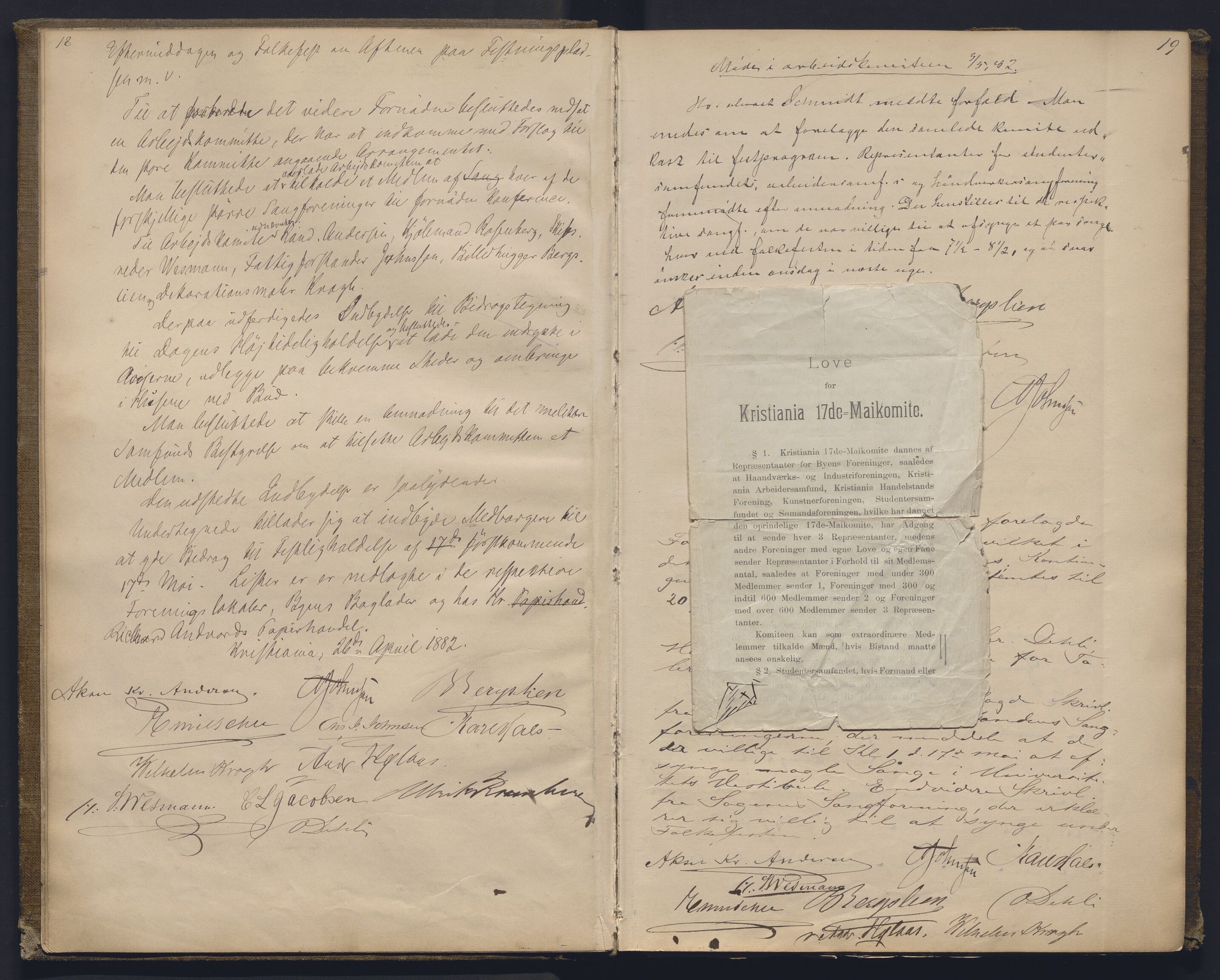 Kristiania 17. mai-komite, AV/SAO-PAO-0101/A/L0001: Forhandlingsprotokoll, 1881-1901, p. 18-19
