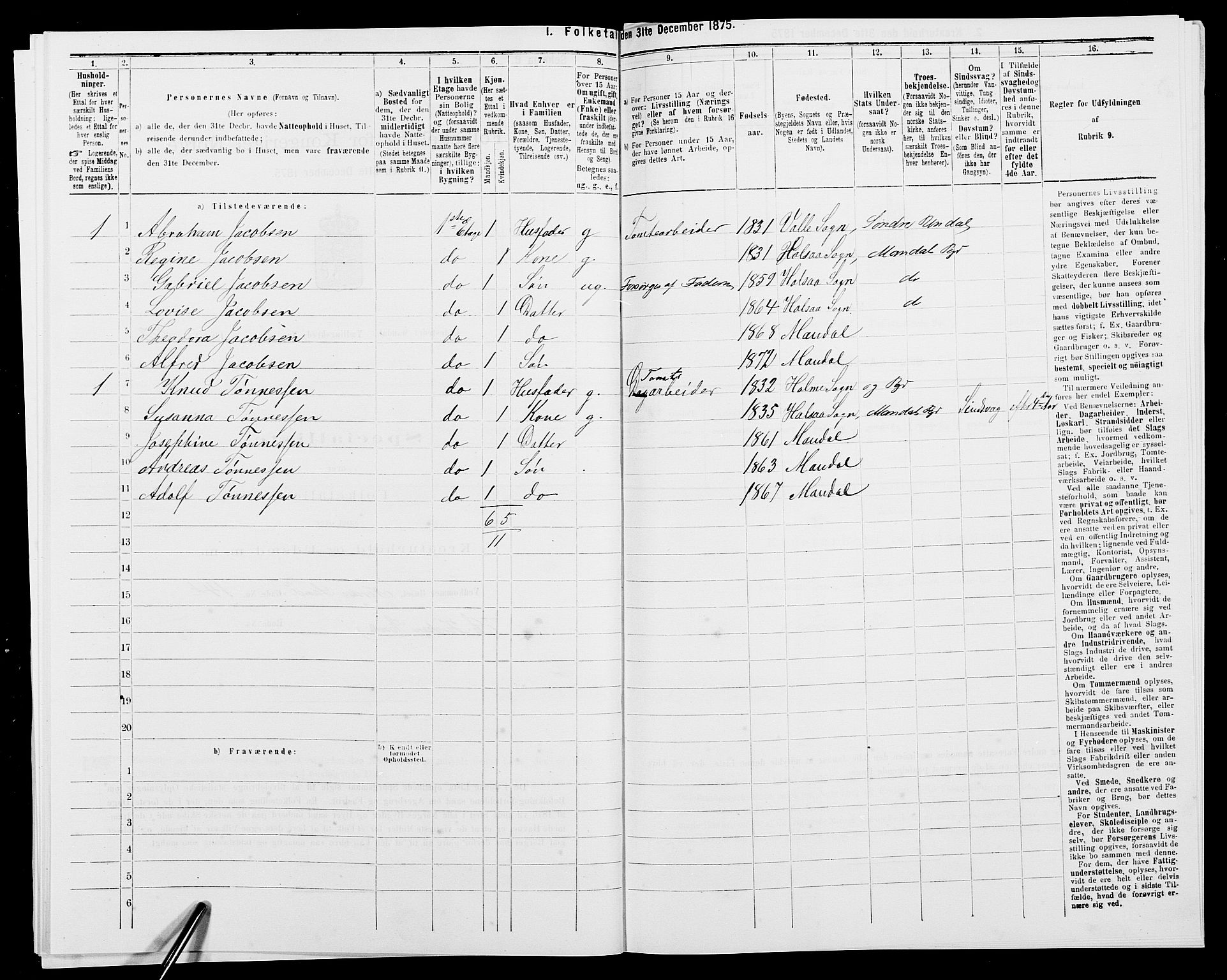 SAK, 1875 census for 1002B Mandal/Mandal, 1875, p. 375