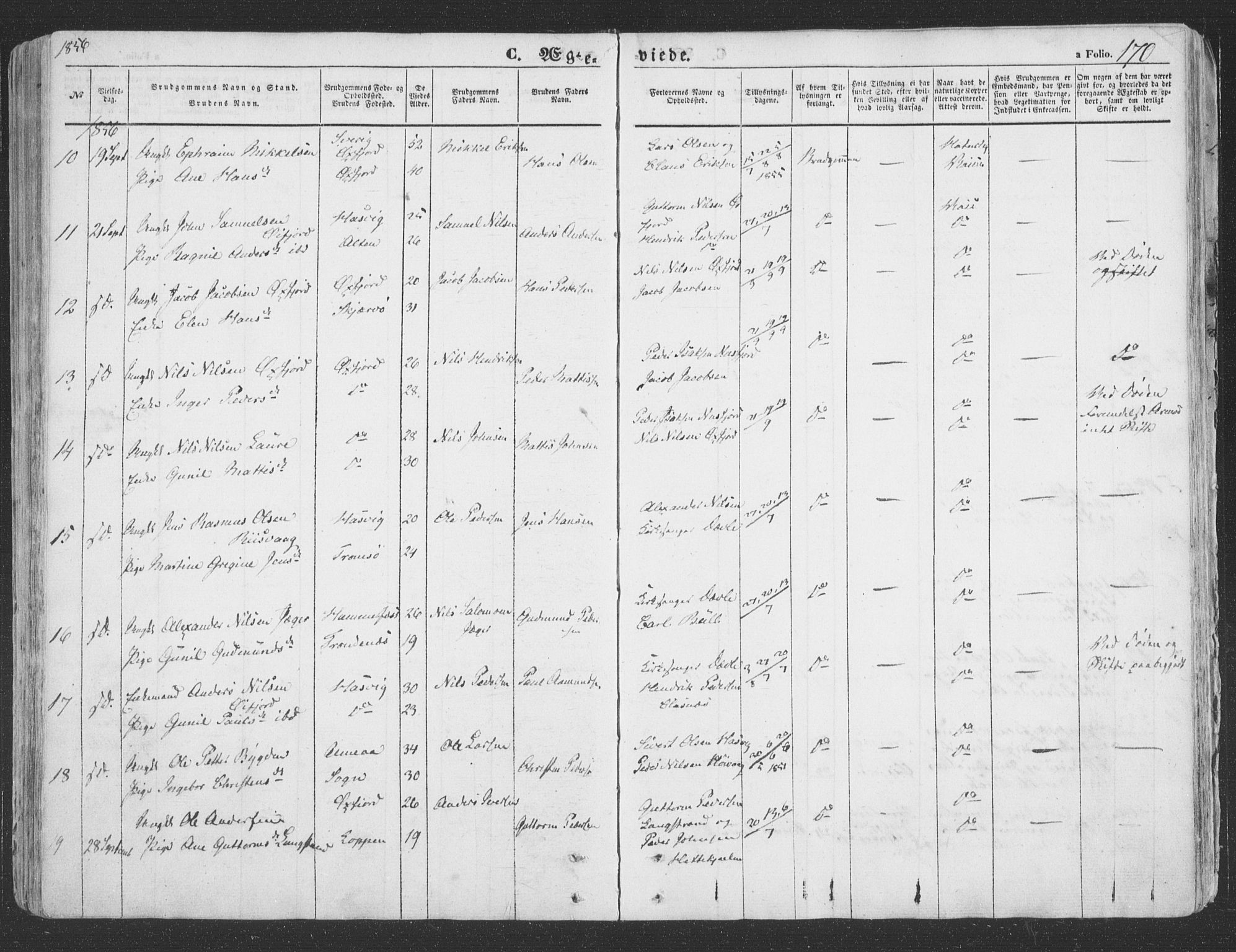 Loppa sokneprestkontor, SATØ/S-1339/H/Ha/L0004kirke: Parish register (official) no. 4, 1849-1868, p. 170