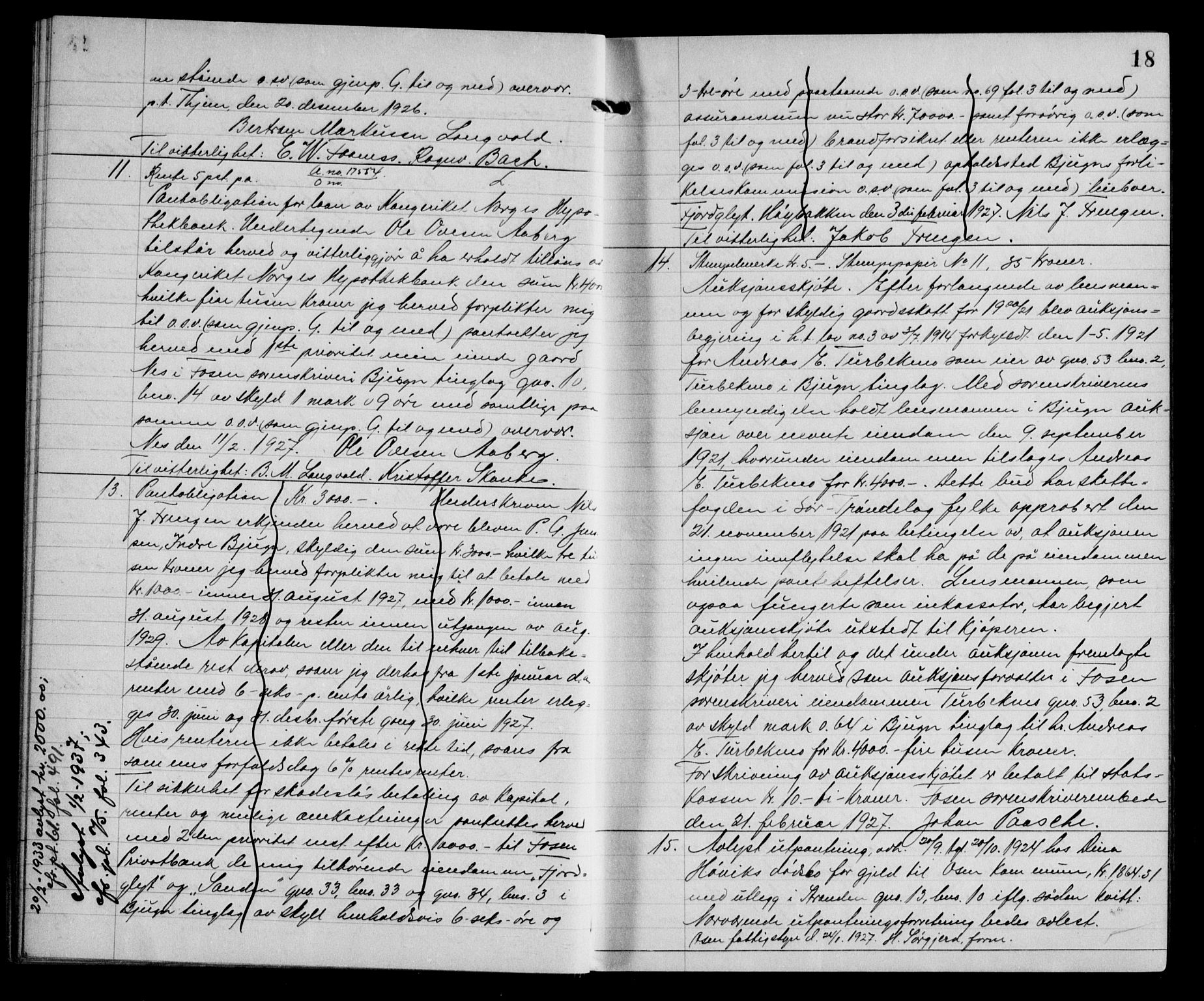 Fosen sorenskriveri, AV/SAT-A-1107/1/2/2C/L0064: Mortgage book no. 55, 1927-1930, p. 18