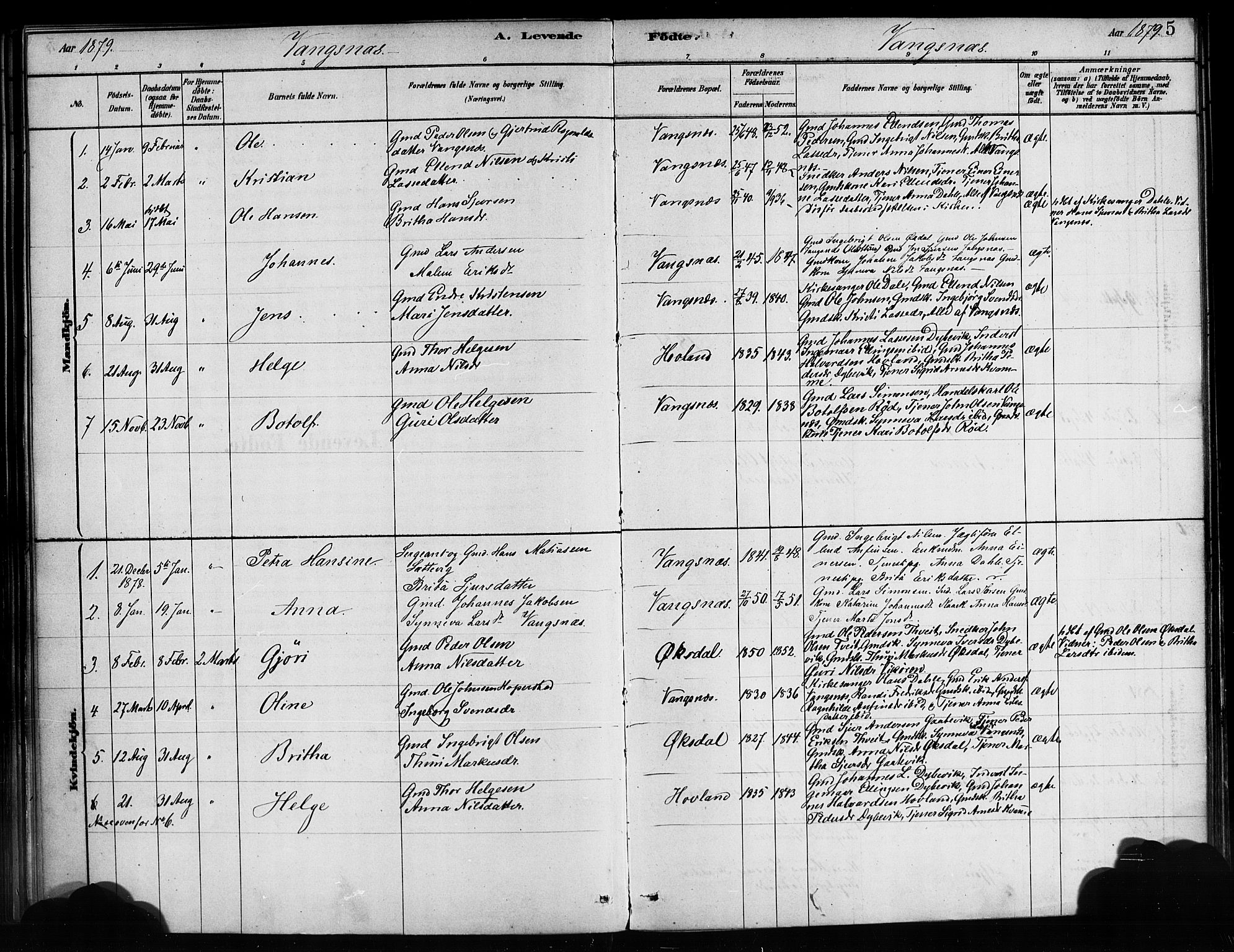 Balestrand sokneprestembete, AV/SAB-A-79601/H/Haa/Haaa/L0004: Parish register (official) no. A 4 / 3, 1879-1888, p. 5