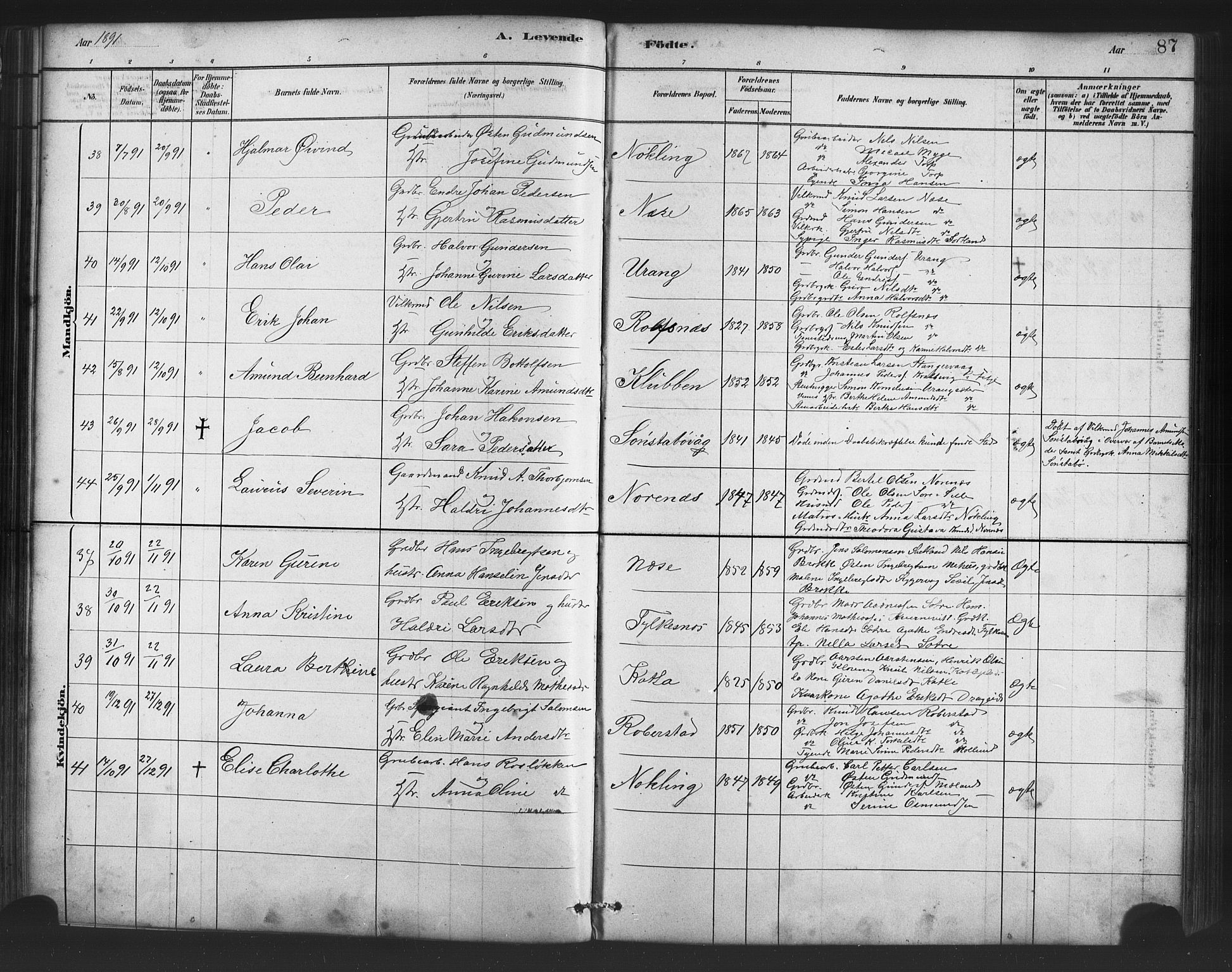 Finnås sokneprestembete, SAB/A-99925/H/Ha/Haa/Haac/L0001: Parish register (official) no. C 1, 1881-1894, p. 87