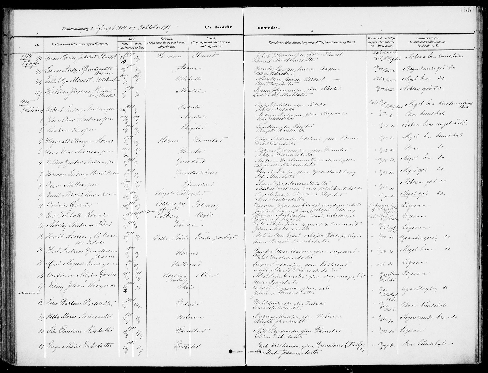 Førde sokneprestembete, SAB/A-79901/H/Haa/Haab/L0002: Parish register (official) no. B  2, 1899-1920, p. 156
