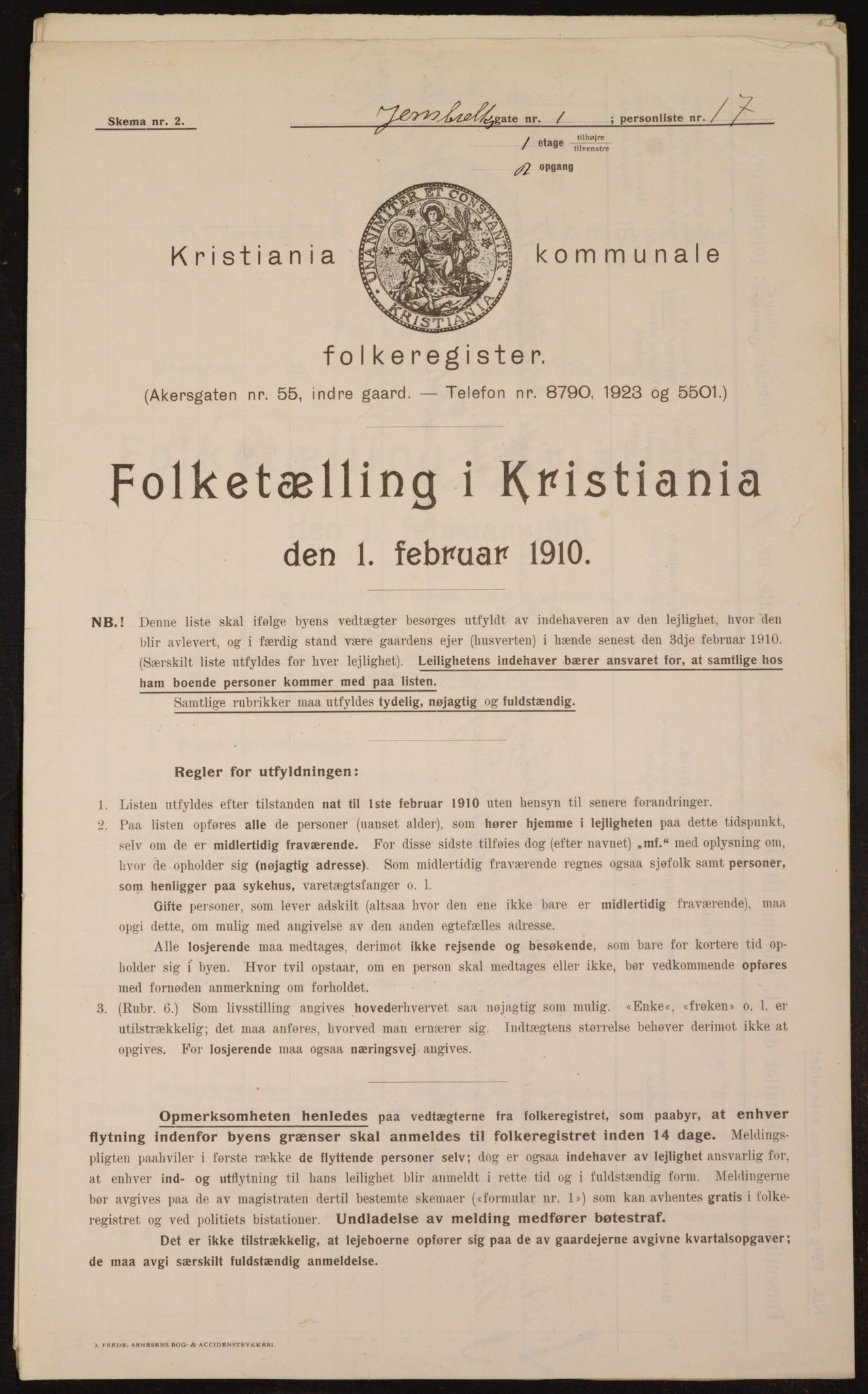 OBA, Municipal Census 1910 for Kristiania, 1910, p. 44140