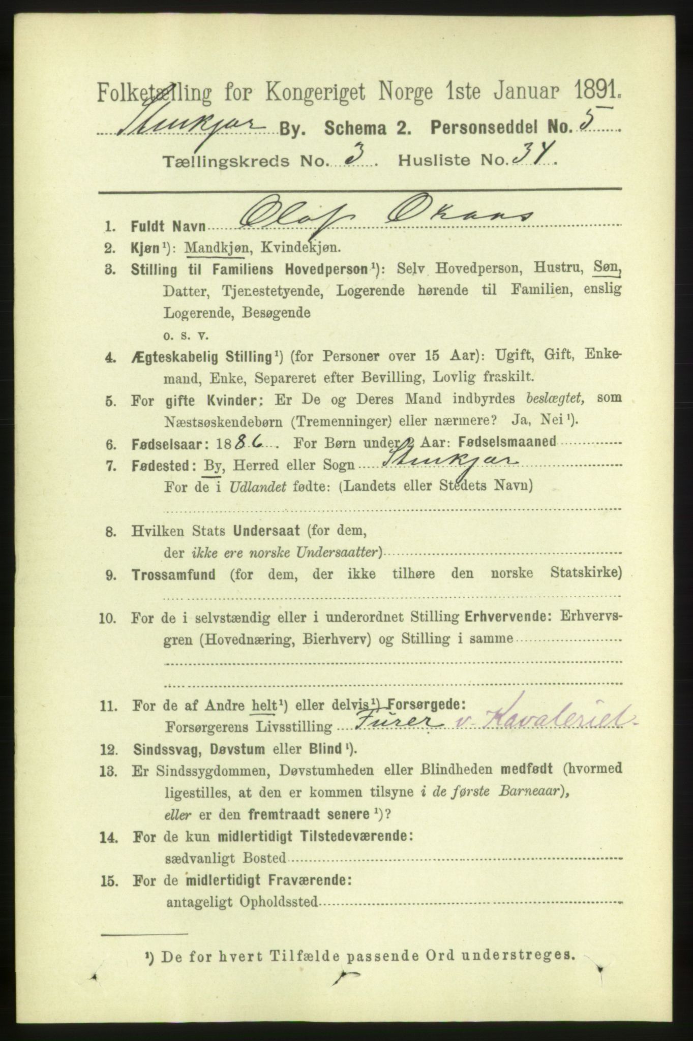 RA, 1891 census for 1702 Steinkjer, 1891, p. 1143