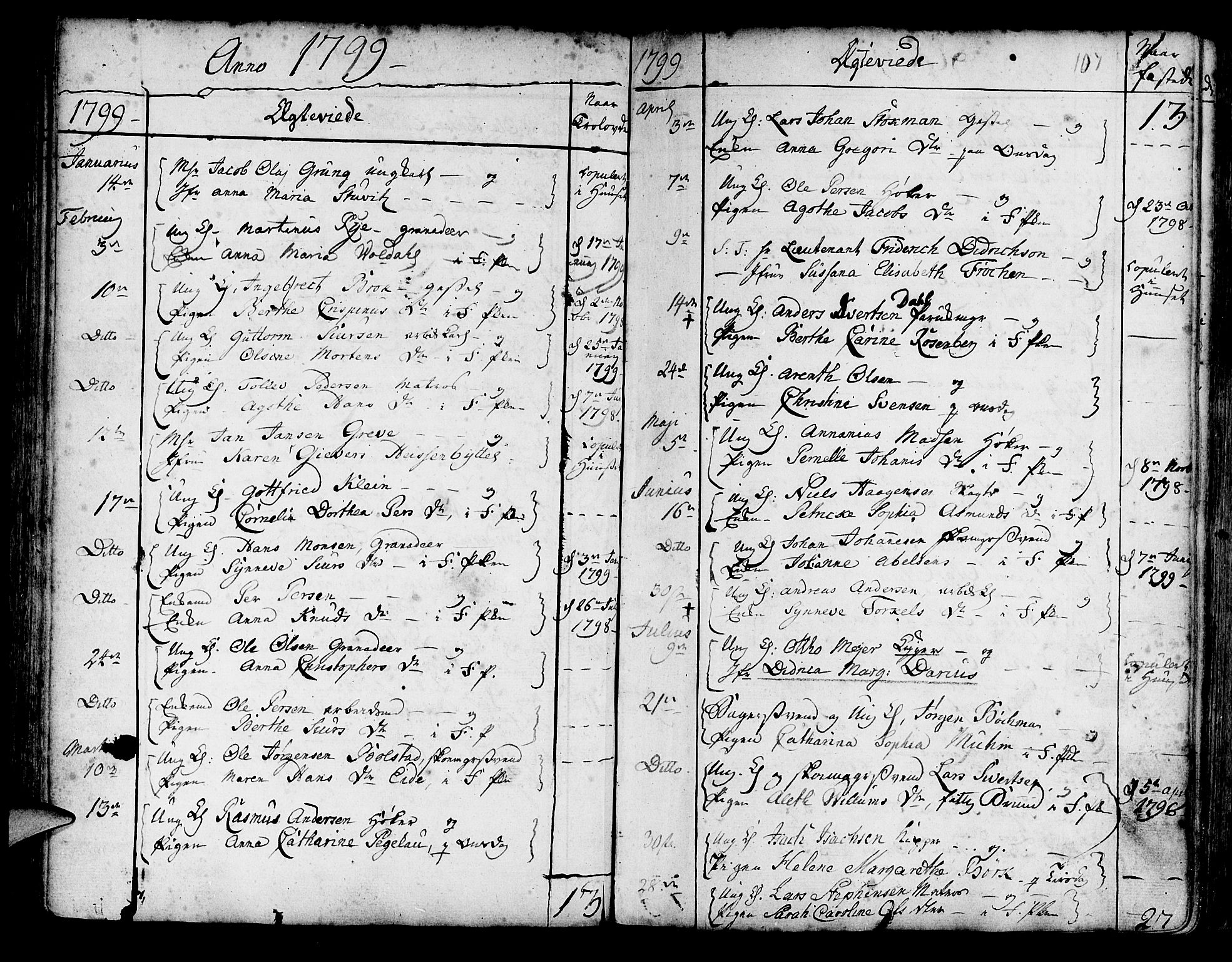 Korskirken sokneprestembete, SAB/A-76101/H/Haa/L0009: Parish register (official) no. A 9, 1743-1861, p. 107