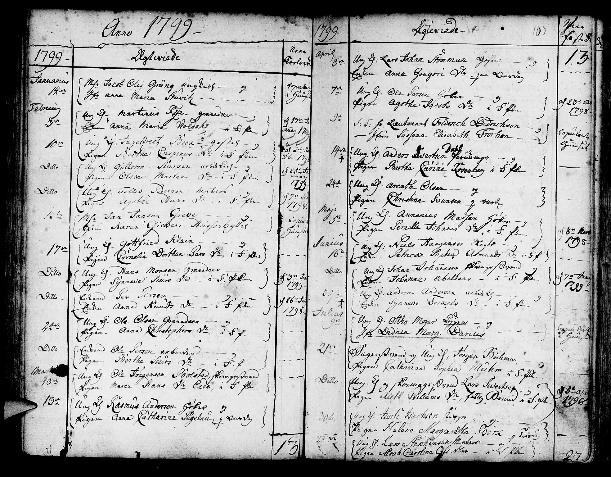 Korskirken sokneprestembete, AV/SAB-A-76101/H/Haa/L0009: Parish register (official) no. A 9, 1743-1861, p. 107