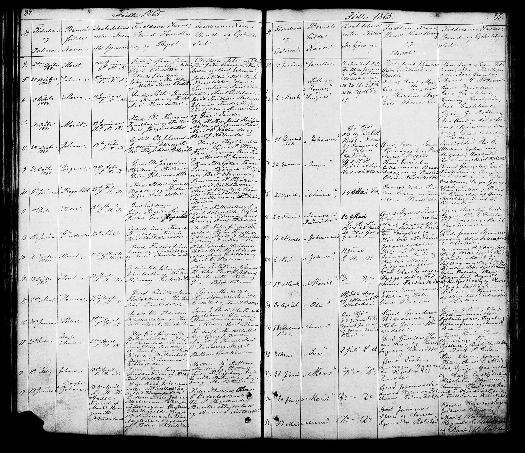 Lesja prestekontor, SAH/PREST-068/H/Ha/Hab/L0005: Parish register (copy) no. 5, 1850-1894, p. 84-85
