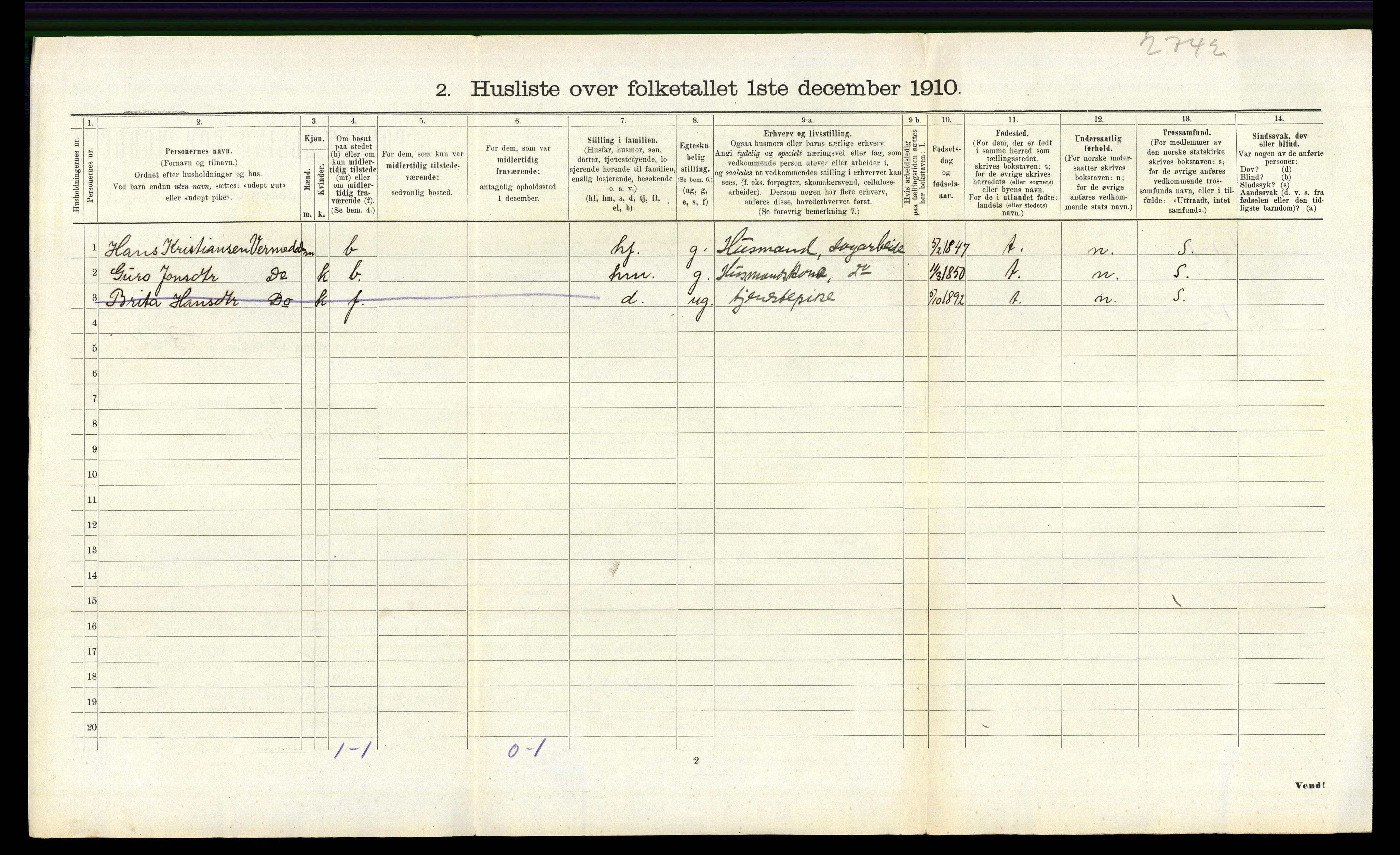 RA, 1910 census for Tysnes, 1910, p. 473