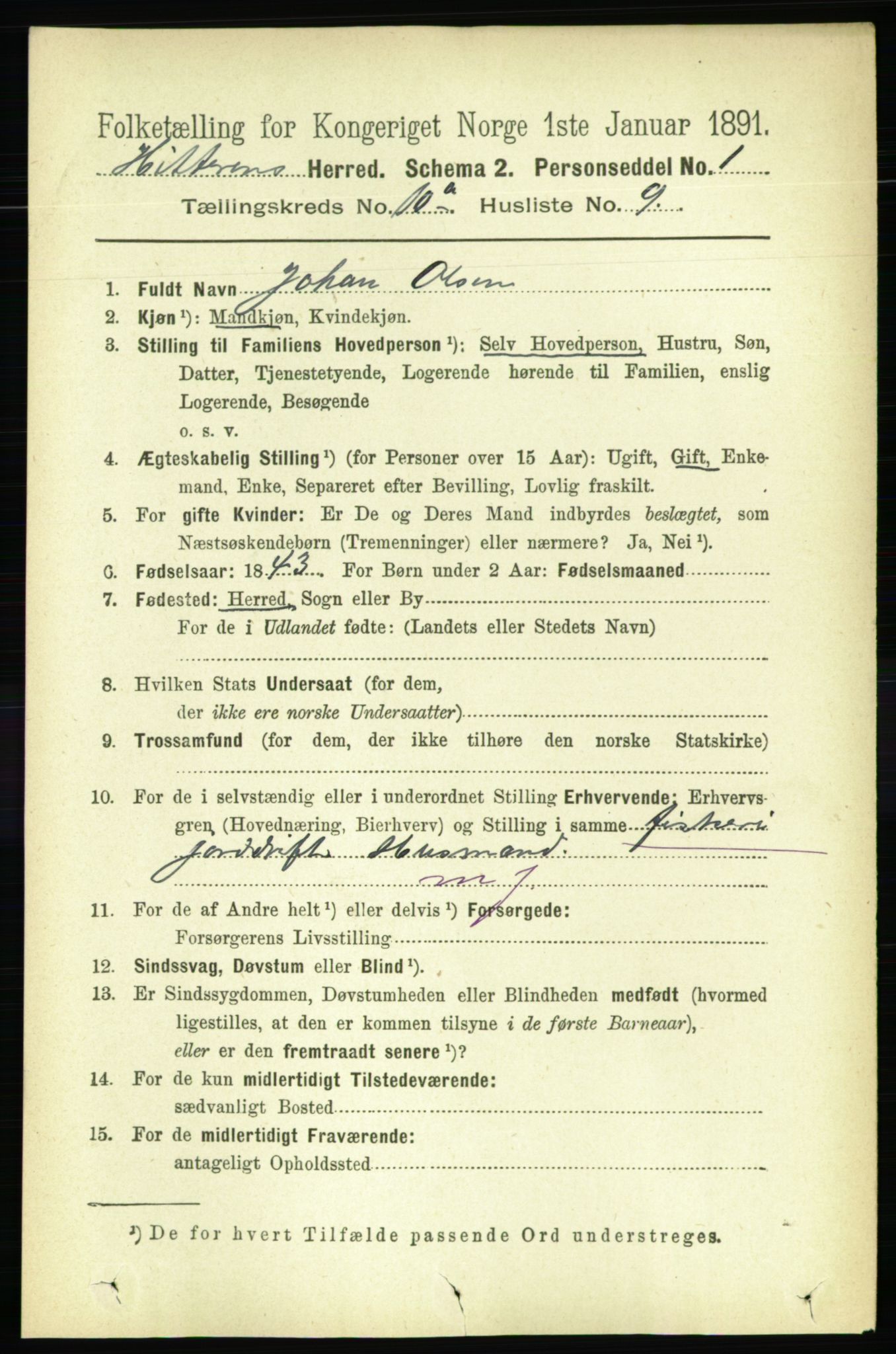 RA, 1891 census for 1617 Hitra, 1891, p. 2283