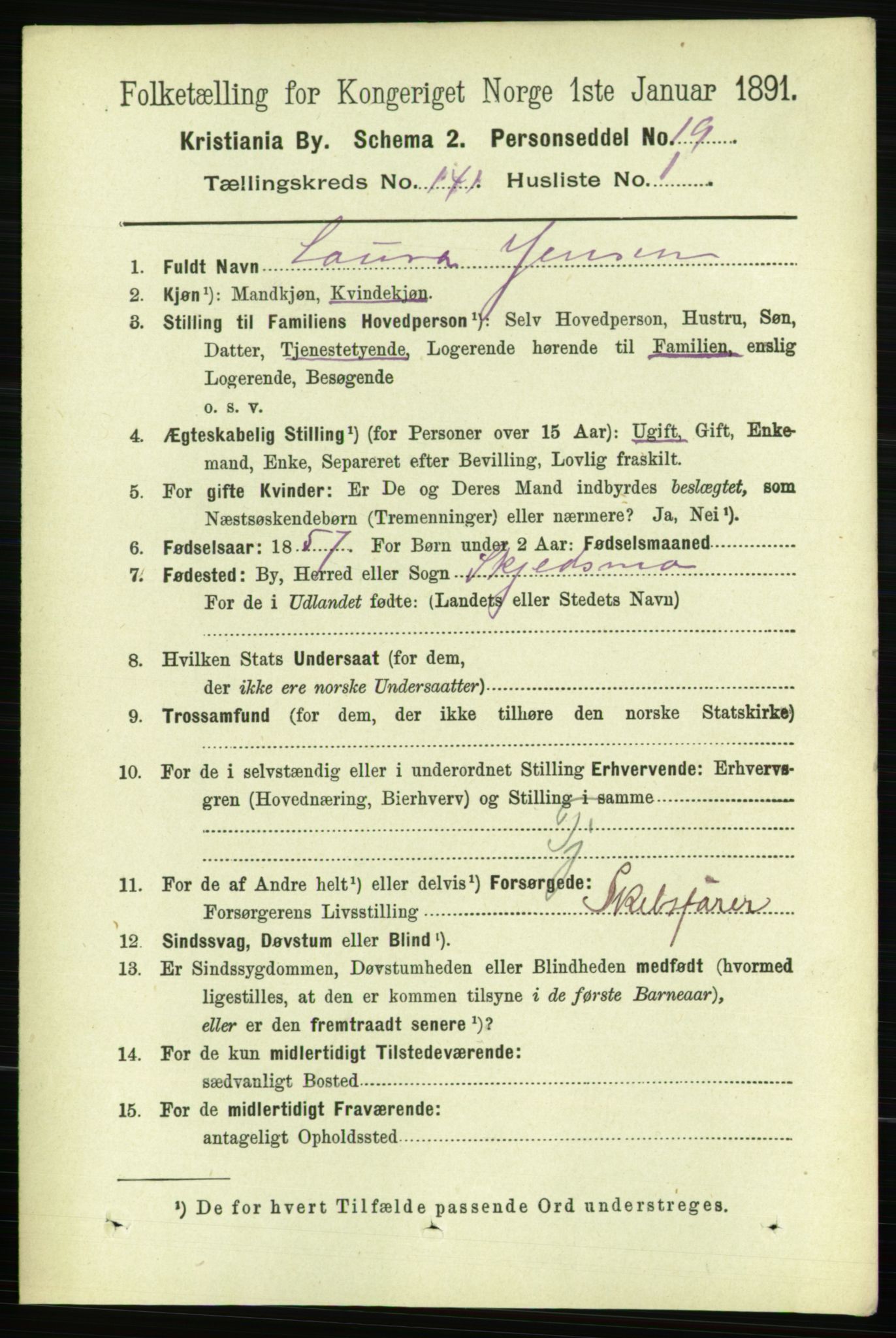 RA, 1891 census for 0301 Kristiania, 1891, p. 77986