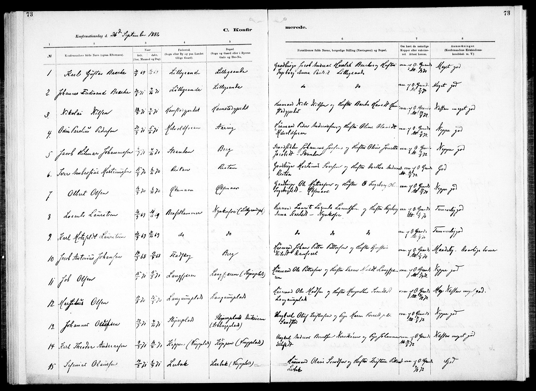 Ministerialprotokoller, klokkerbøker og fødselsregistre - Nord-Trøndelag, SAT/A-1458/733/L0325: Parish register (official) no. 733A04, 1884-1908, p. 73
