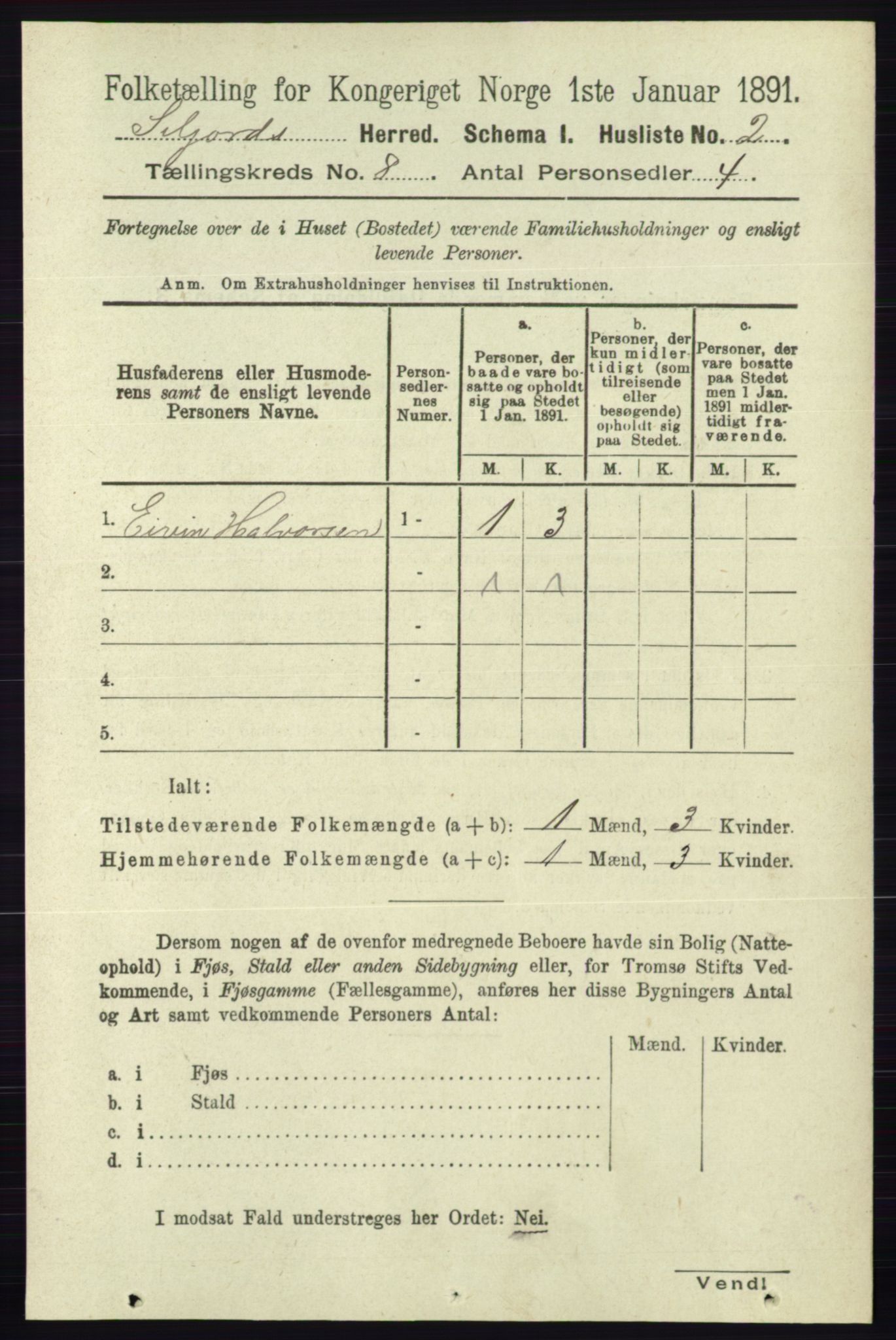 RA, 1891 census for 0828 Seljord, 1891, p. 2823