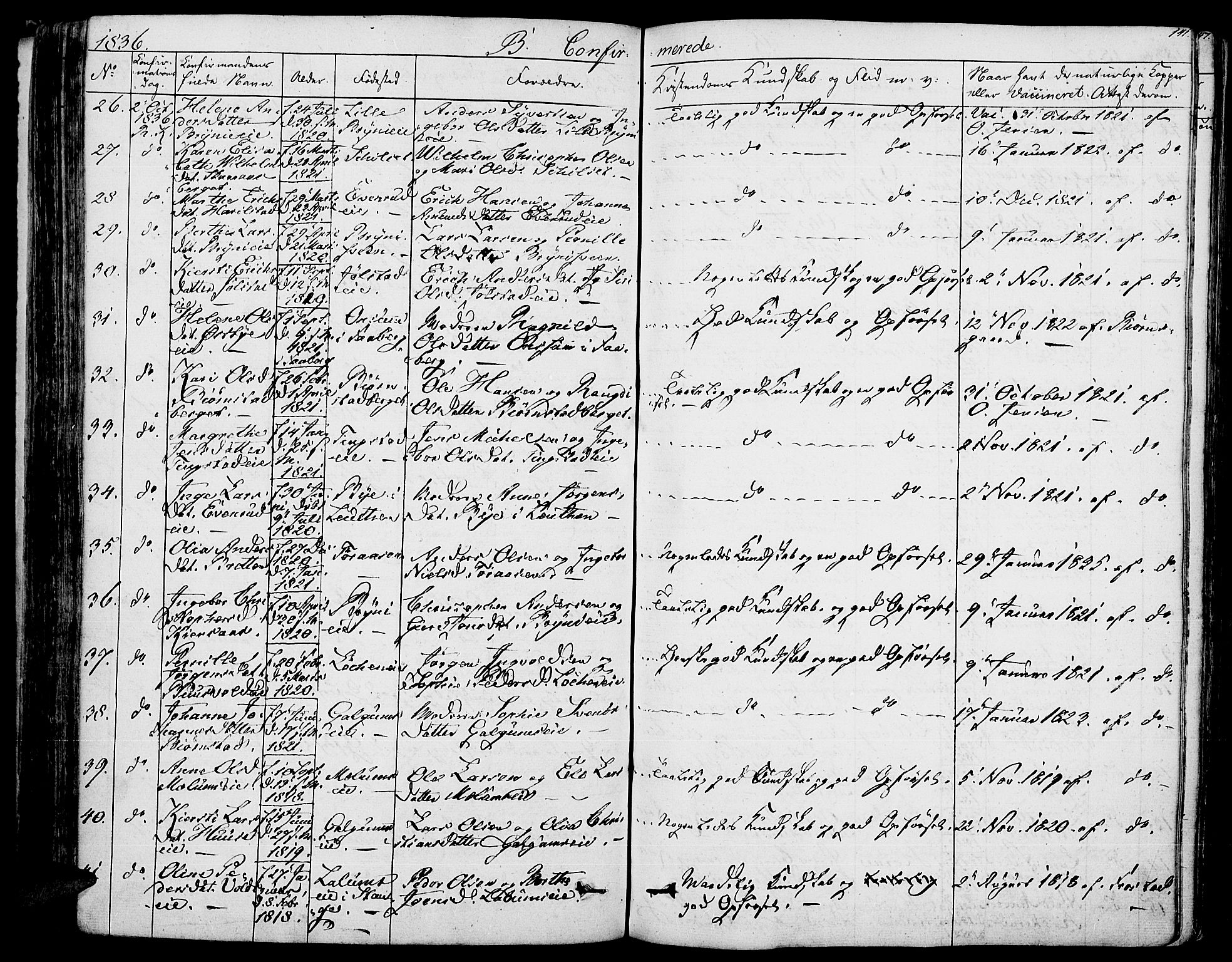 Romedal prestekontor, AV/SAH-PREST-004/K/L0003: Parish register (official) no. 3, 1829-1846, p. 141