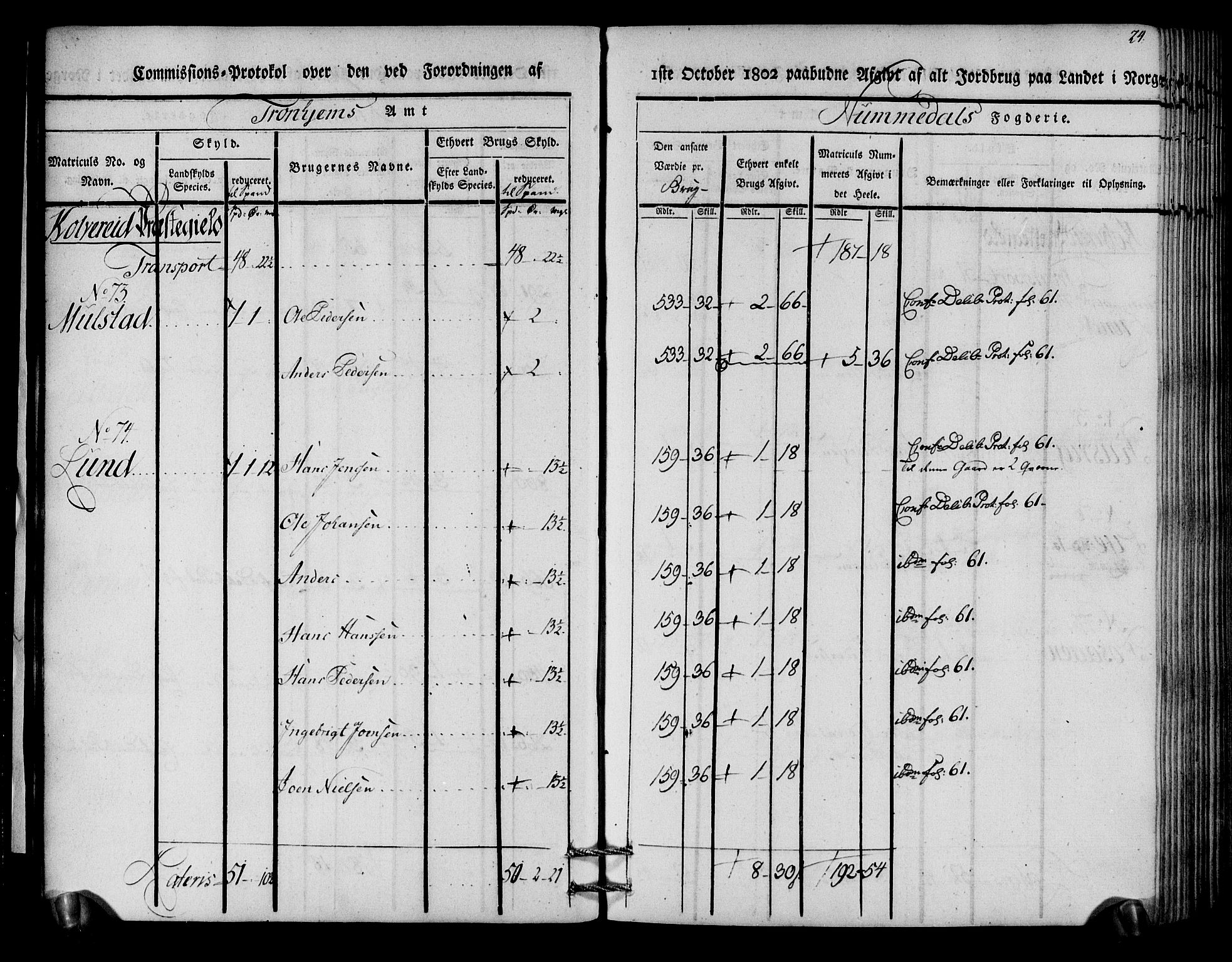 Rentekammeret inntil 1814, Realistisk ordnet avdeling, AV/RA-EA-4070/N/Ne/Nea/L0154: Namdalen fogderi. Kommisjonsprotokoll, 1803, p. 25