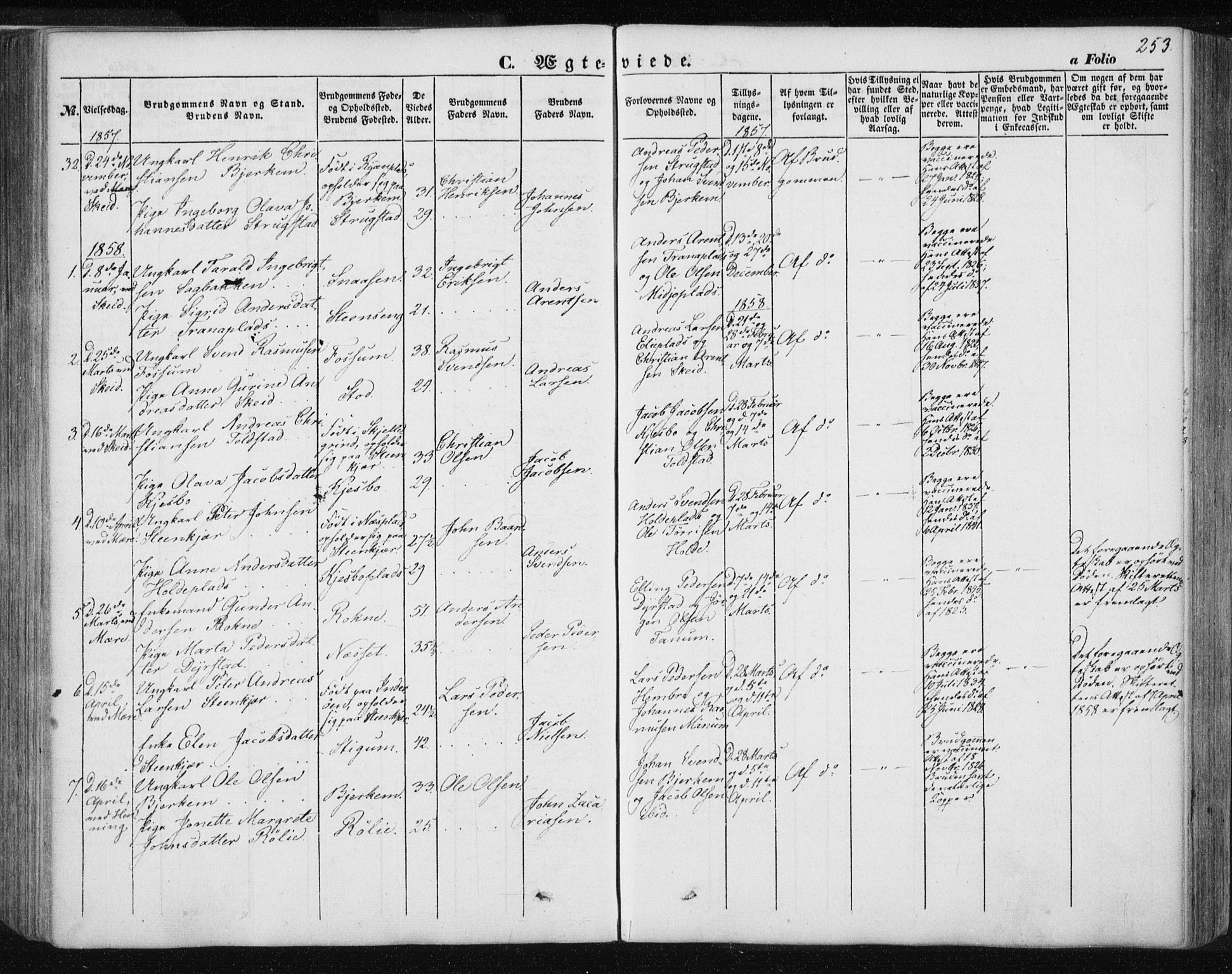 Ministerialprotokoller, klokkerbøker og fødselsregistre - Nord-Trøndelag, SAT/A-1458/735/L0342: Parish register (official) no. 735A07 /1, 1849-1862, p. 253