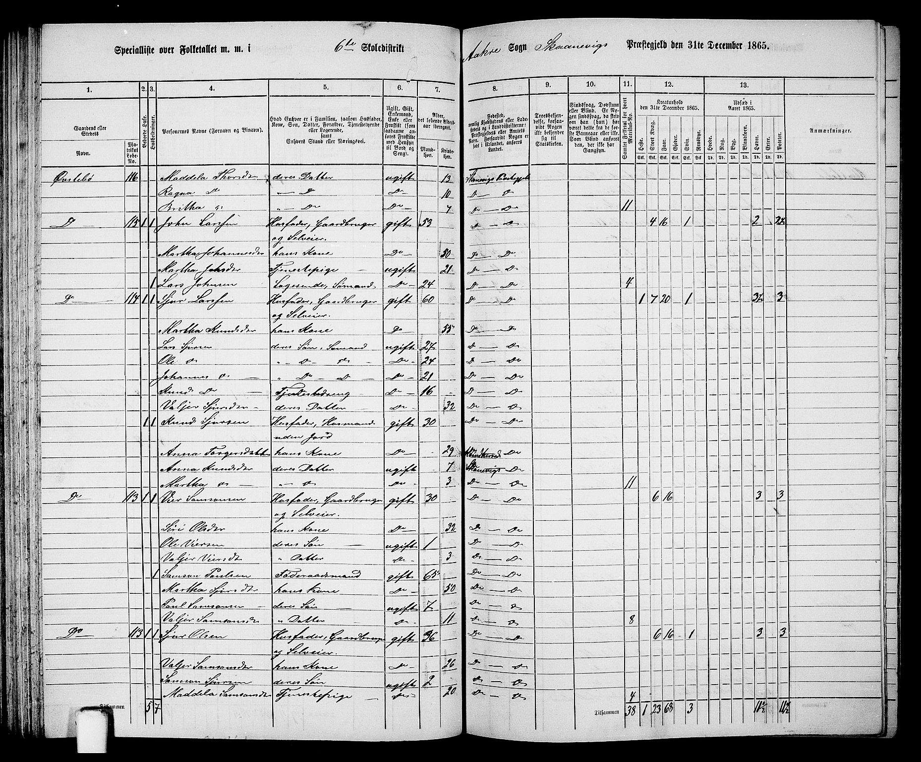 RA, 1865 census for Skånevik, 1865, p. 92