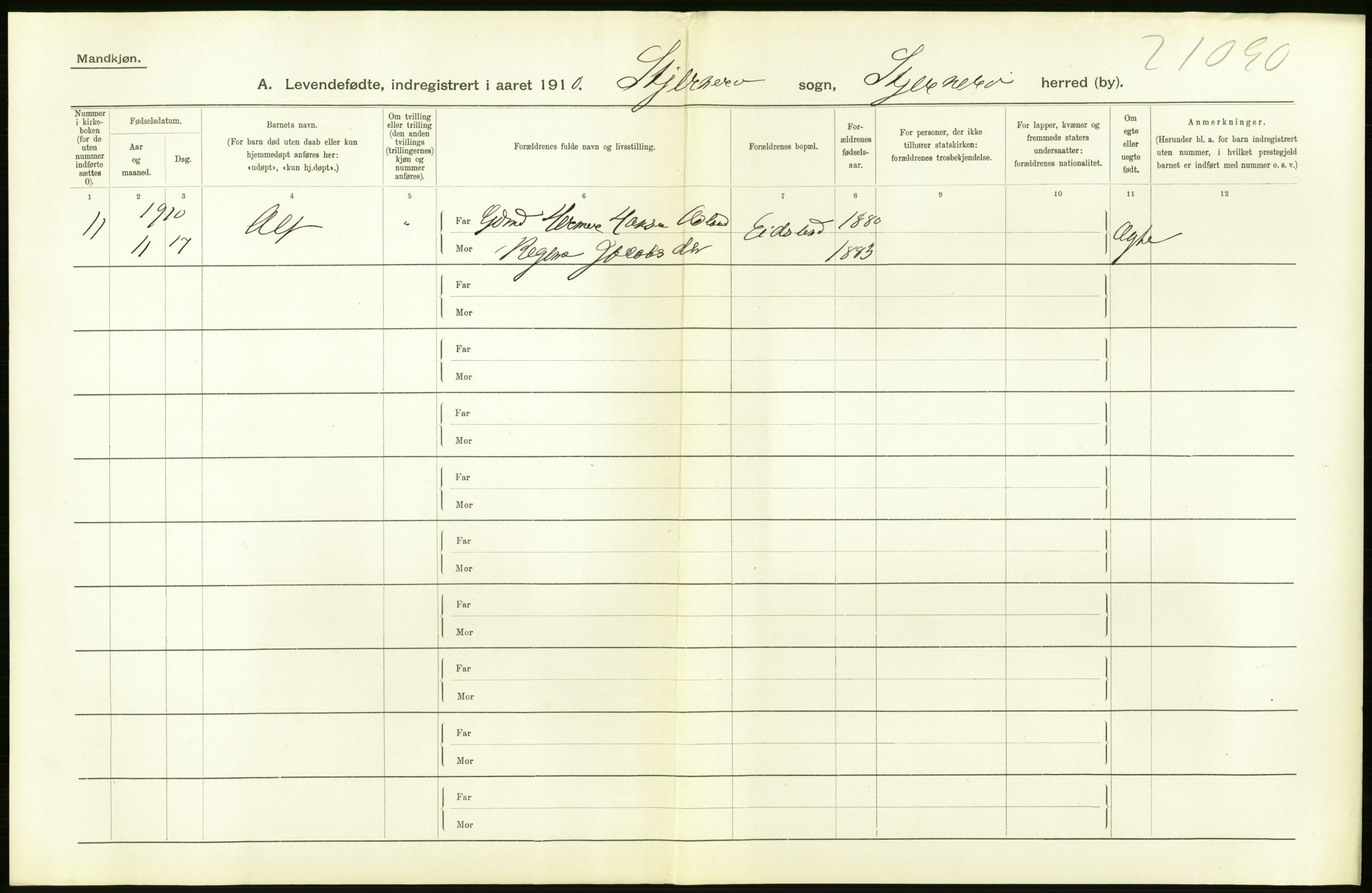 Statistisk sentralbyrå, Sosiodemografiske emner, Befolkning, AV/RA-S-2228/D/Df/Dfa/Dfah/L0022: Stavanger amt: Levendefødte menn og kvinner. Bygder., 1910, p. 22