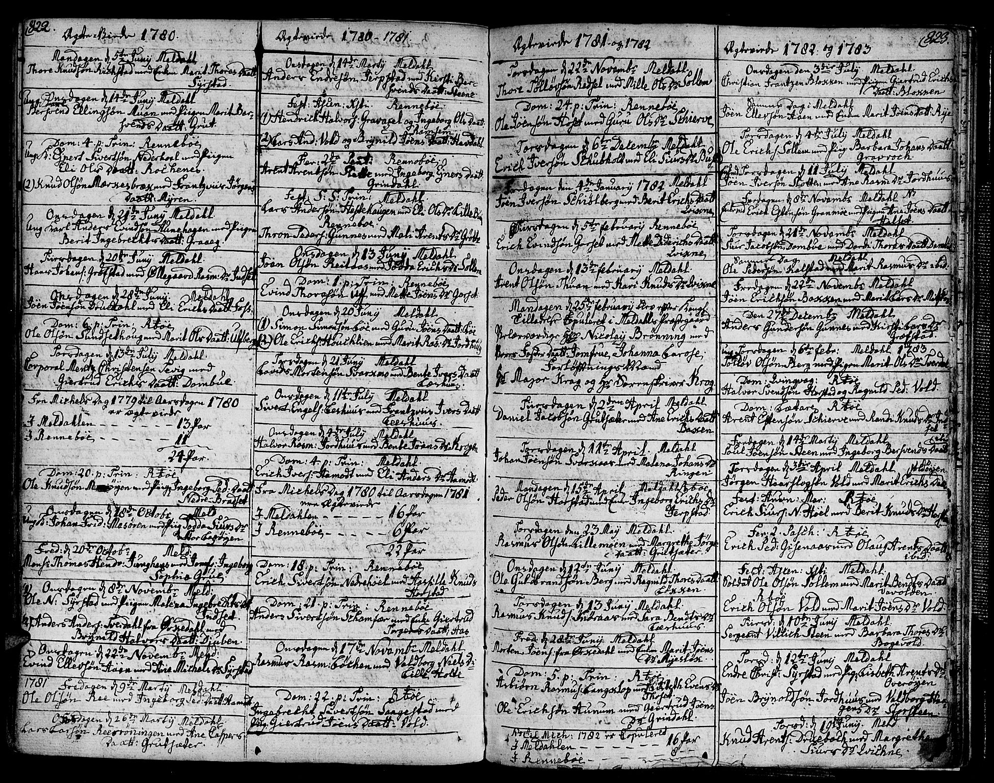 Ministerialprotokoller, klokkerbøker og fødselsregistre - Sør-Trøndelag, SAT/A-1456/672/L0852: Parish register (official) no. 672A05, 1776-1815, p. 822-823