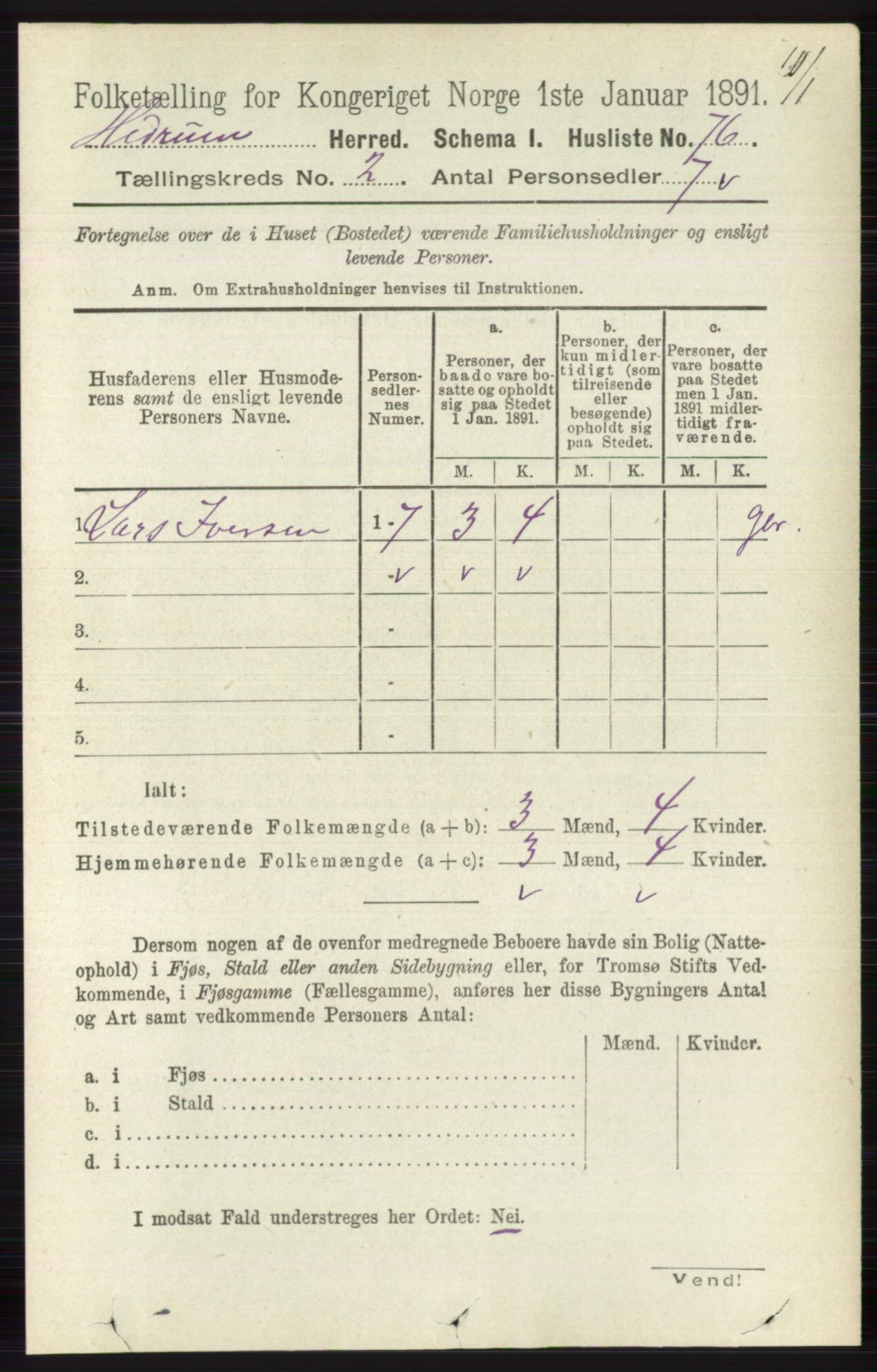 RA, 1891 census for 0727 Hedrum, 1891, p. 359