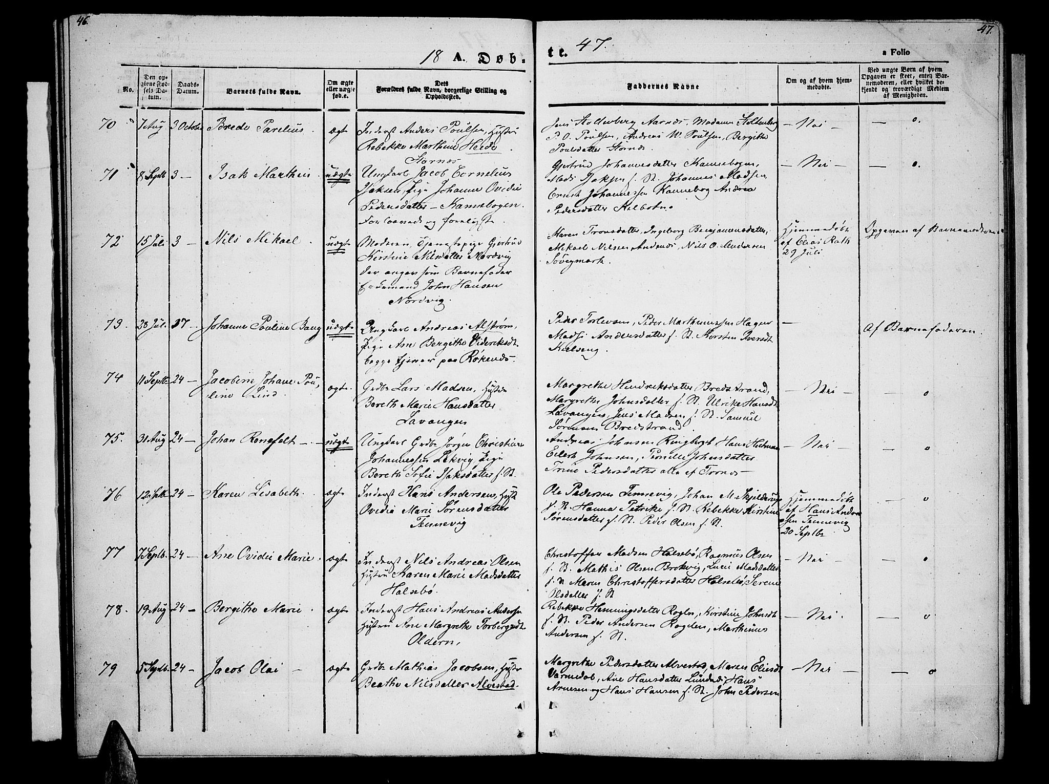 Trondenes sokneprestkontor, AV/SATØ-S-1319/H/Hb/L0006klokker: Parish register (copy) no. 6, 1845-1855, p. 46-47