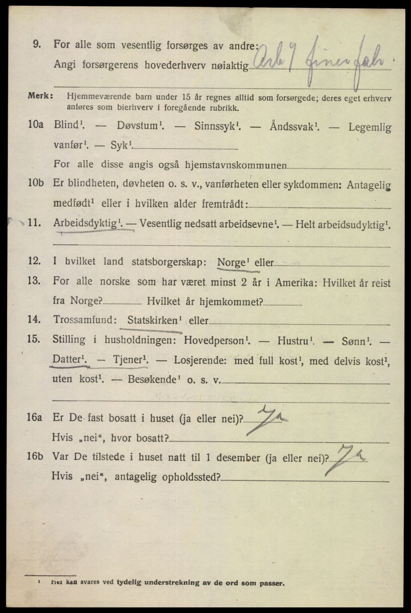SAK, 1920 census for Oddernes, 1920, p. 5394