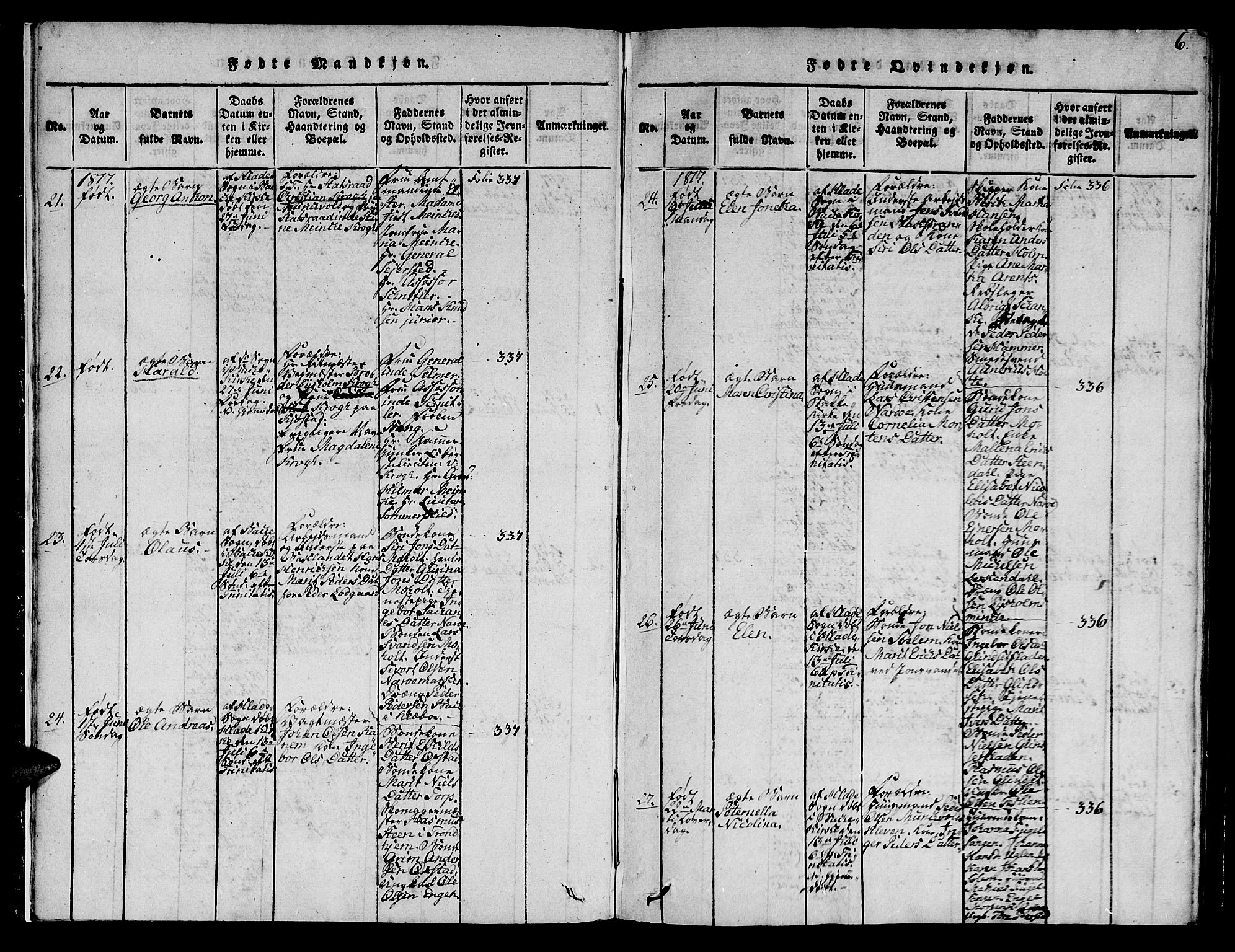 Ministerialprotokoller, klokkerbøker og fødselsregistre - Sør-Trøndelag, SAT/A-1456/606/L0307: Parish register (copy) no. 606C03, 1817-1824, p. 6