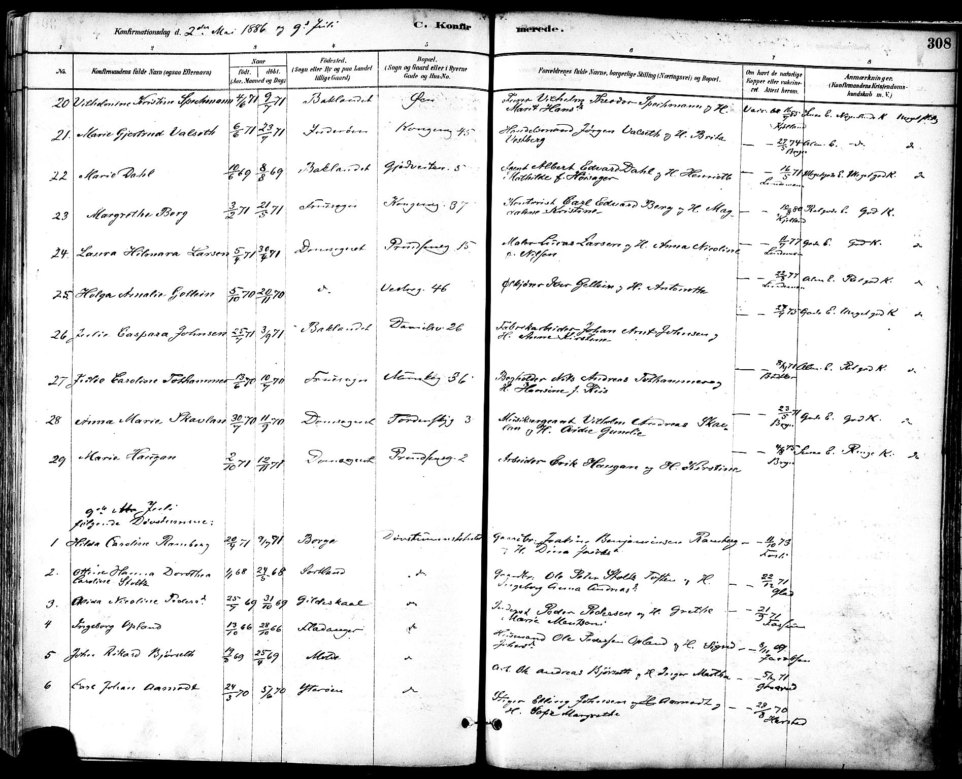 Ministerialprotokoller, klokkerbøker og fødselsregistre - Sør-Trøndelag, AV/SAT-A-1456/601/L0057: Parish register (official) no. 601A25, 1877-1891, p. 308