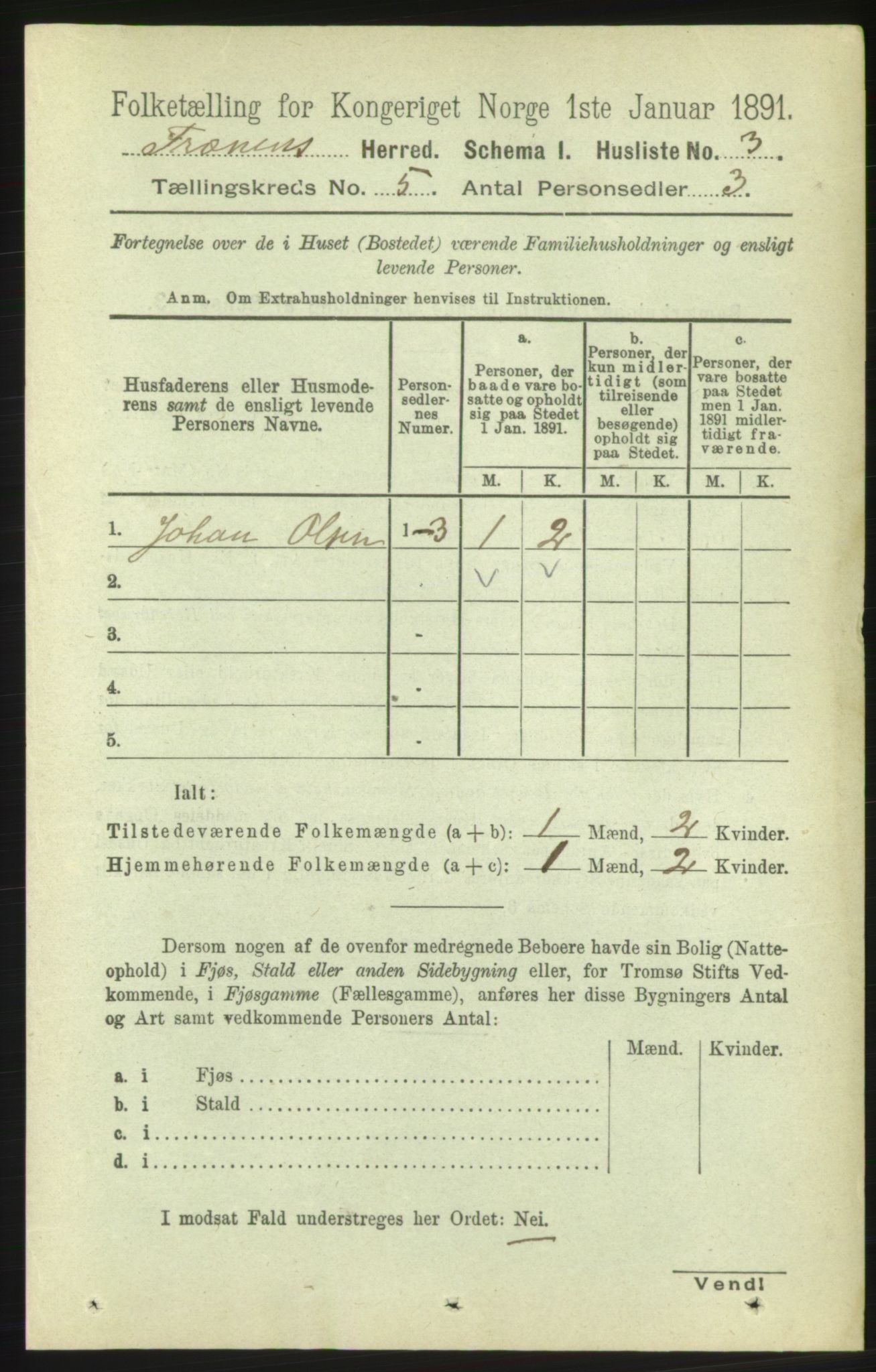 RA, 1891 census for 1548 Fræna, 1891, p. 1271