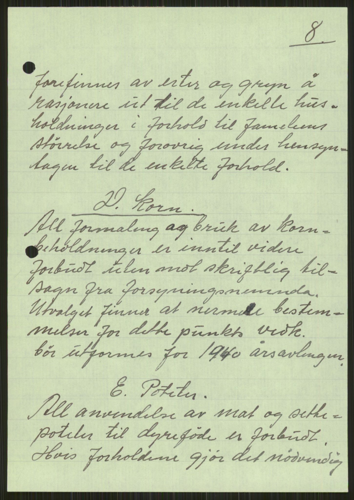 Forsvaret, Forsvarets krigshistoriske avdeling, AV/RA-RAFA-2017/Y/Ya/L0016: II-C-11-31 - Fylkesmenn.  Rapporter om krigsbegivenhetene 1940., 1940, p. 144