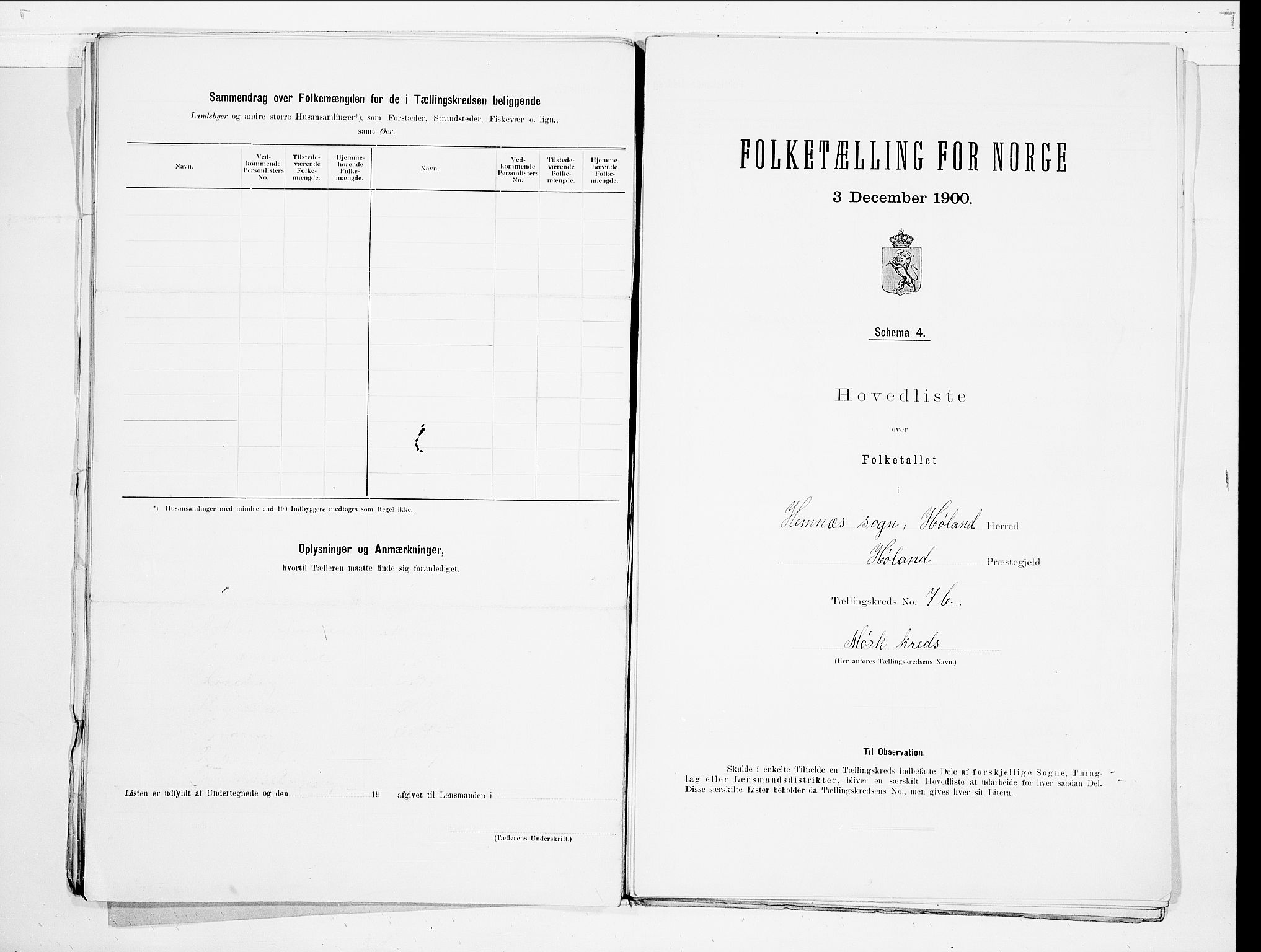 SAO, 1900 census for Høland, 1900, p. 22