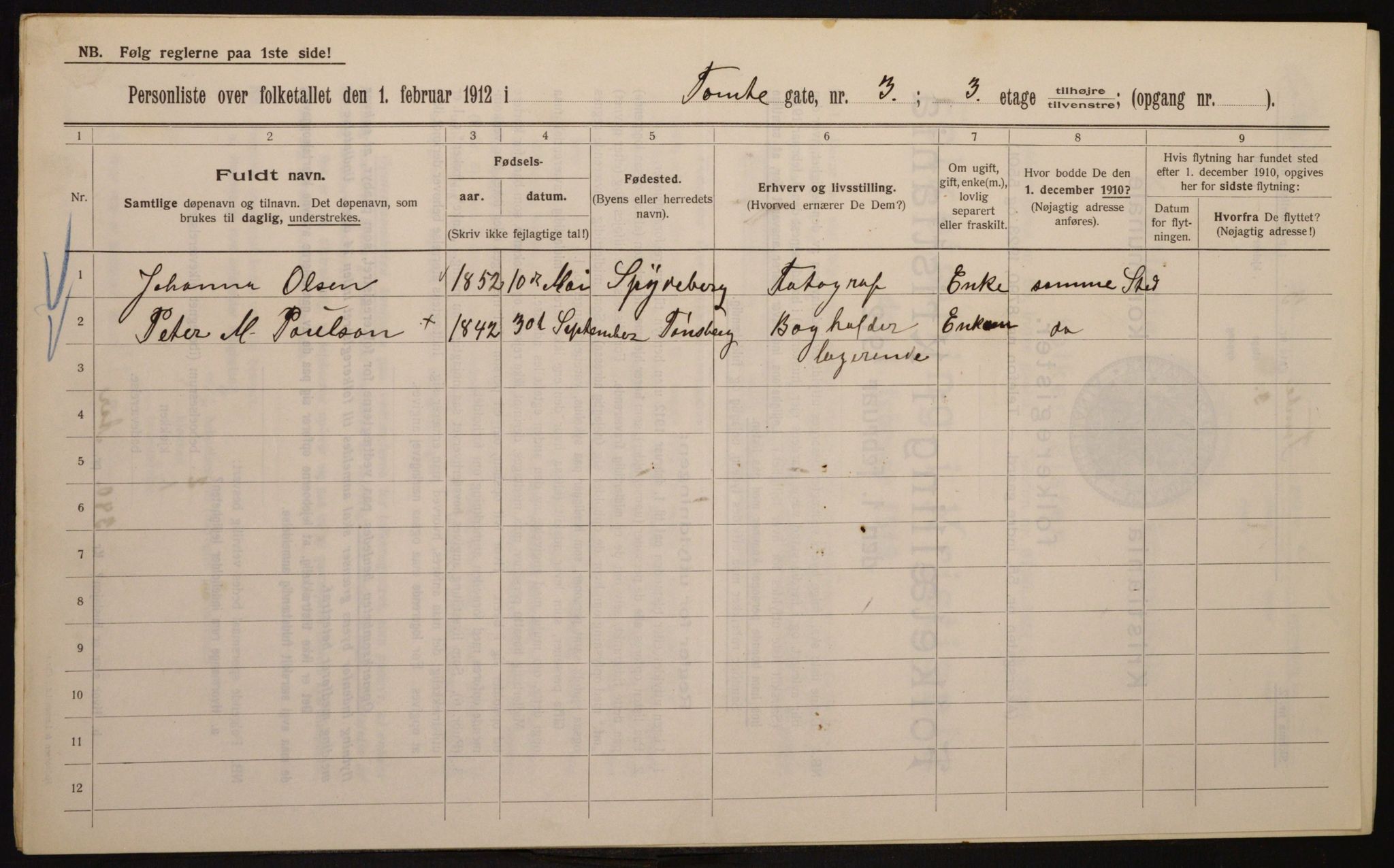 OBA, Municipal Census 1912 for Kristiania, 1912, p. 113430