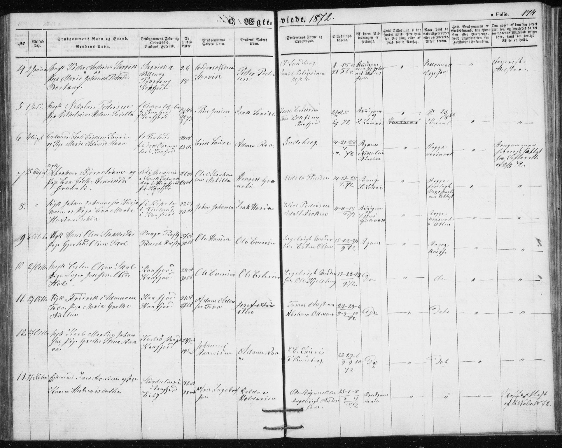 Alta sokneprestkontor, AV/SATØ-S-1338/H/Hb/L0002.klokk: Parish register (copy) no. 2, 1856-1880, p. 174