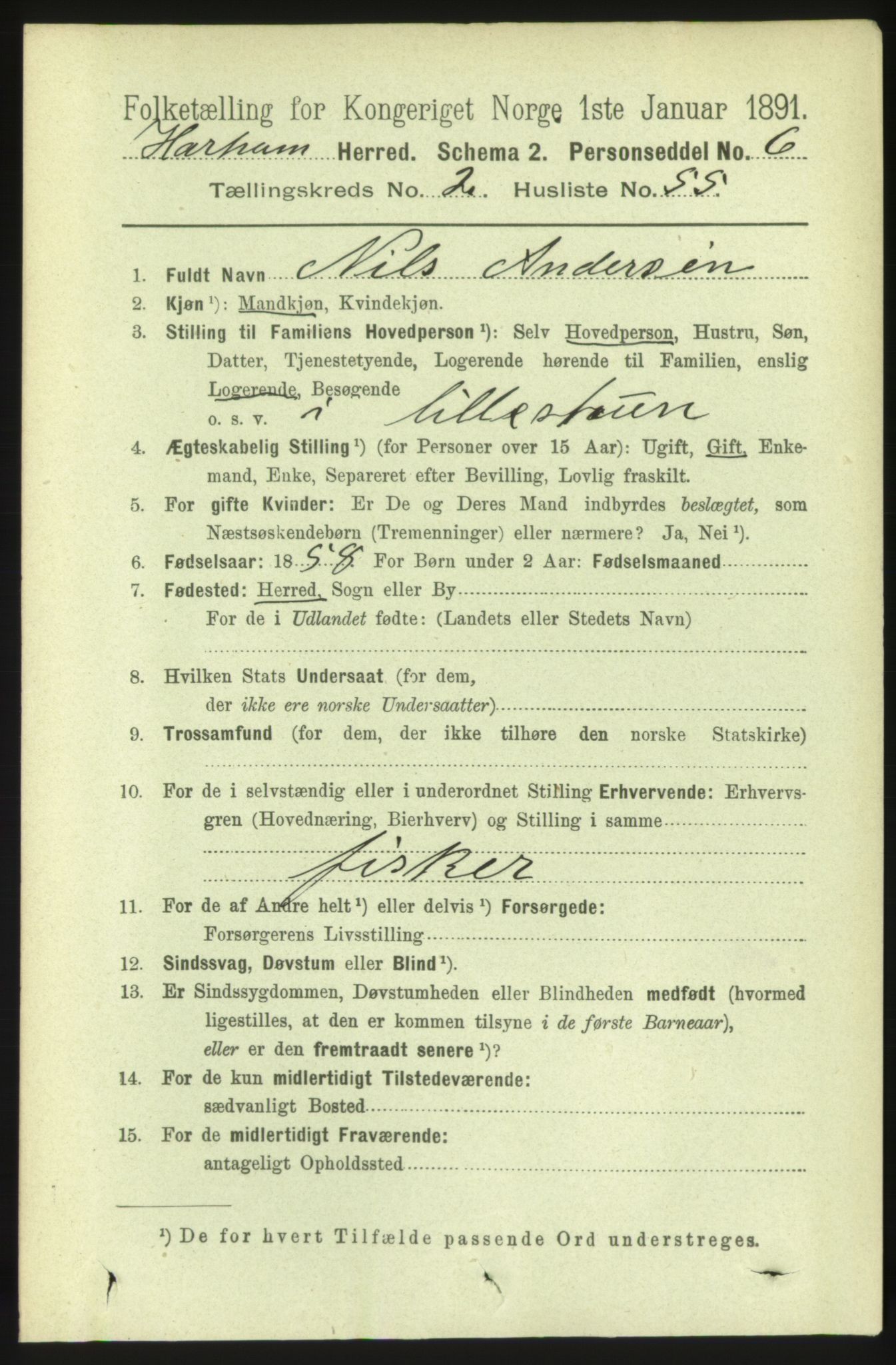 RA, 1891 census for 1534 Haram, 1891, p. 1129