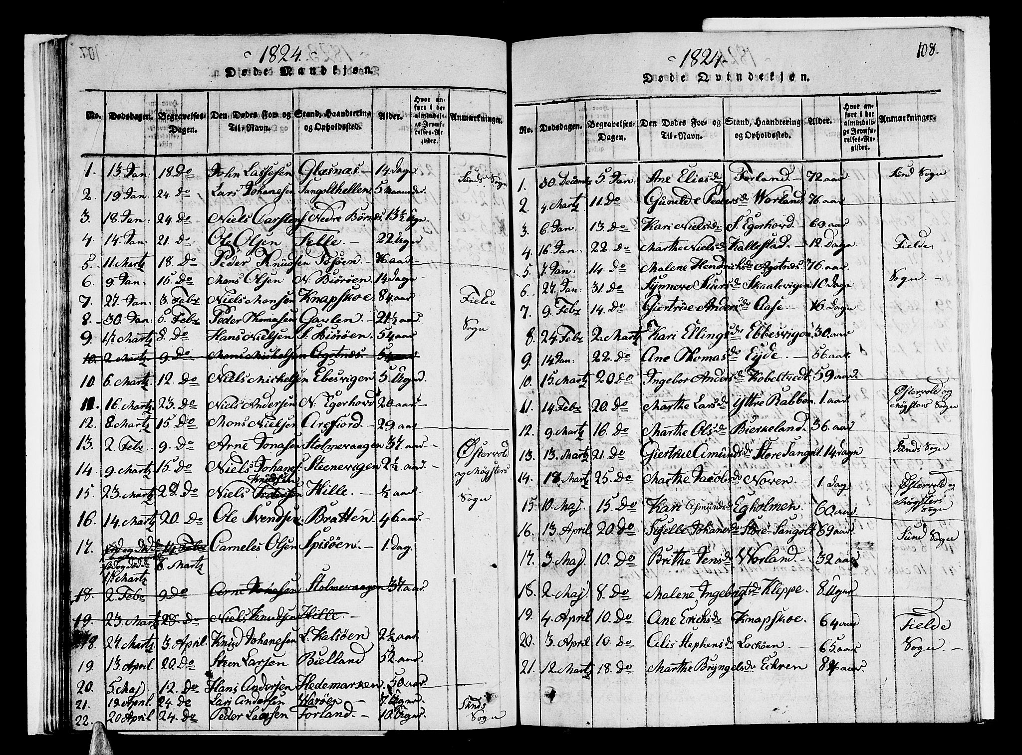 Sund sokneprestembete, SAB/A-99930: Parish register (copy) no. A 1, 1816-1827, p. 108
