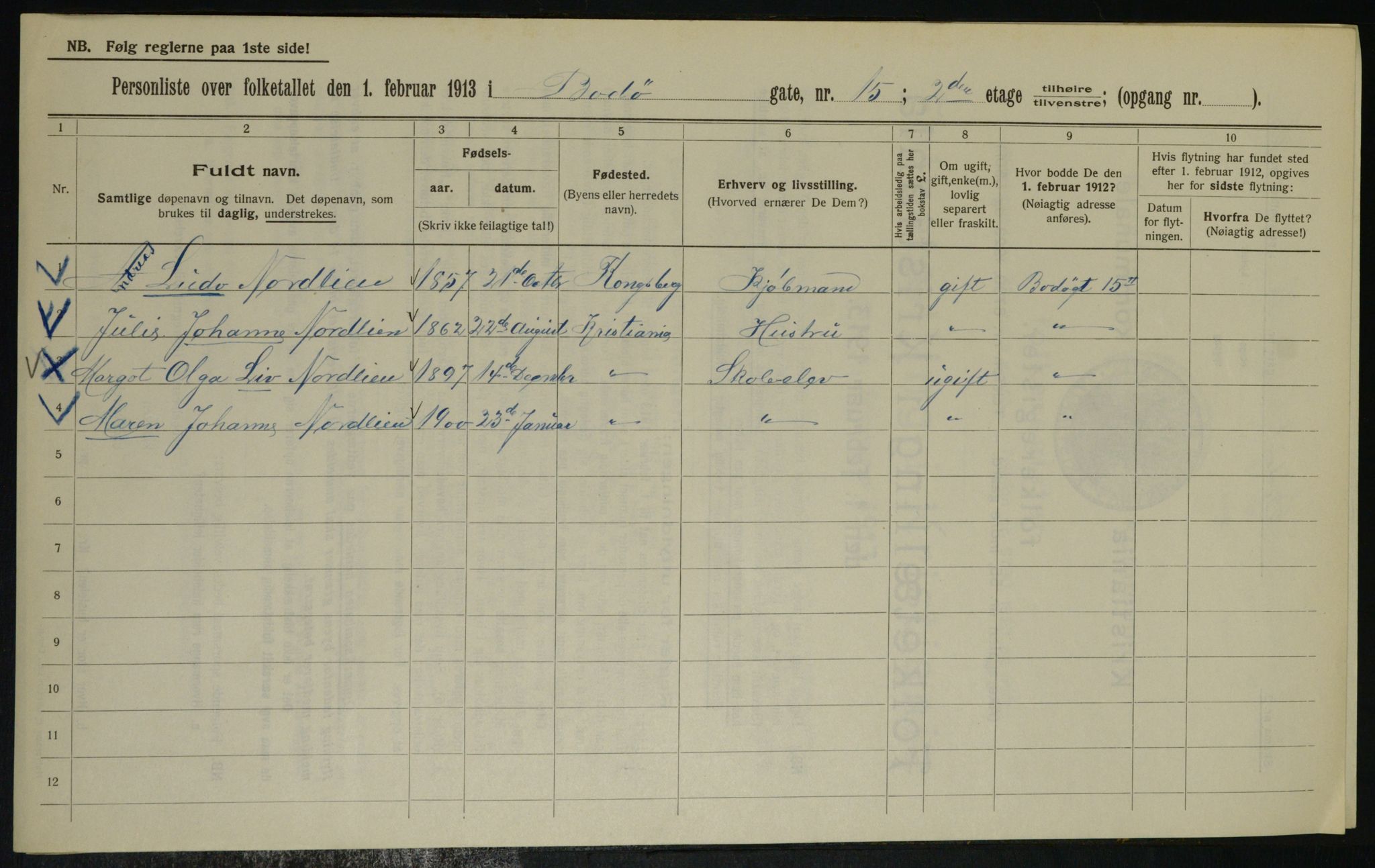 OBA, Municipal Census 1913 for Kristiania, 1913, p. 6644