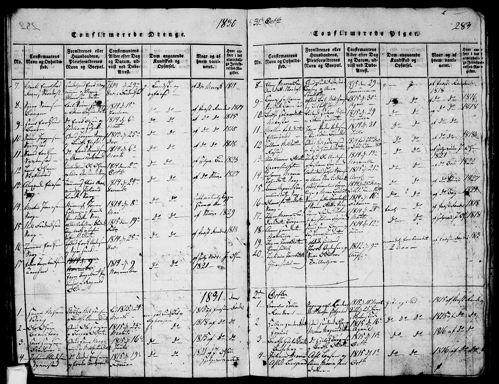Skjeberg prestekontor Kirkebøker, SAO/A-10923/G/Ga/L0001: Parish register (copy) no. I 1, 1815-1830, p. 283