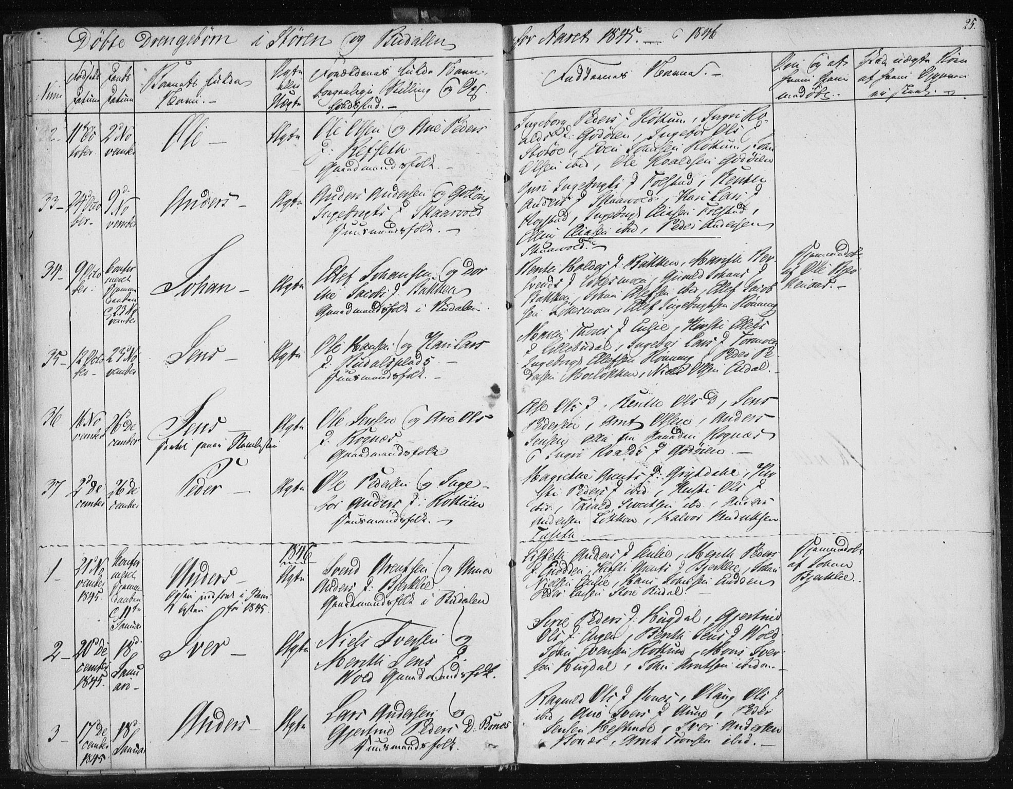 Ministerialprotokoller, klokkerbøker og fødselsregistre - Sør-Trøndelag, SAT/A-1456/687/L0997: Parish register (official) no. 687A05 /1, 1843-1848, p. 25