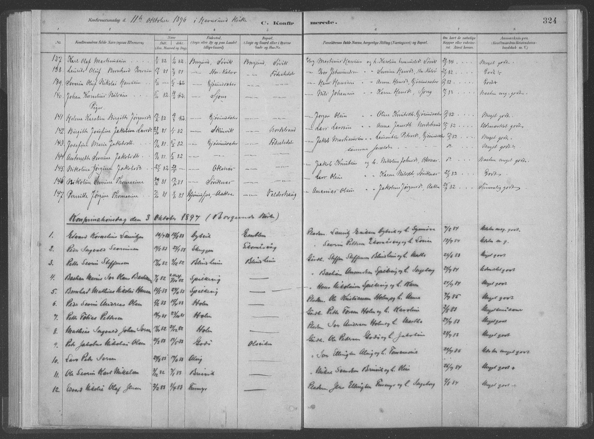 Ministerialprotokoller, klokkerbøker og fødselsregistre - Møre og Romsdal, SAT/A-1454/528/L0402: Parish register (official) no. 528A12II, 1880-1903, p. 324