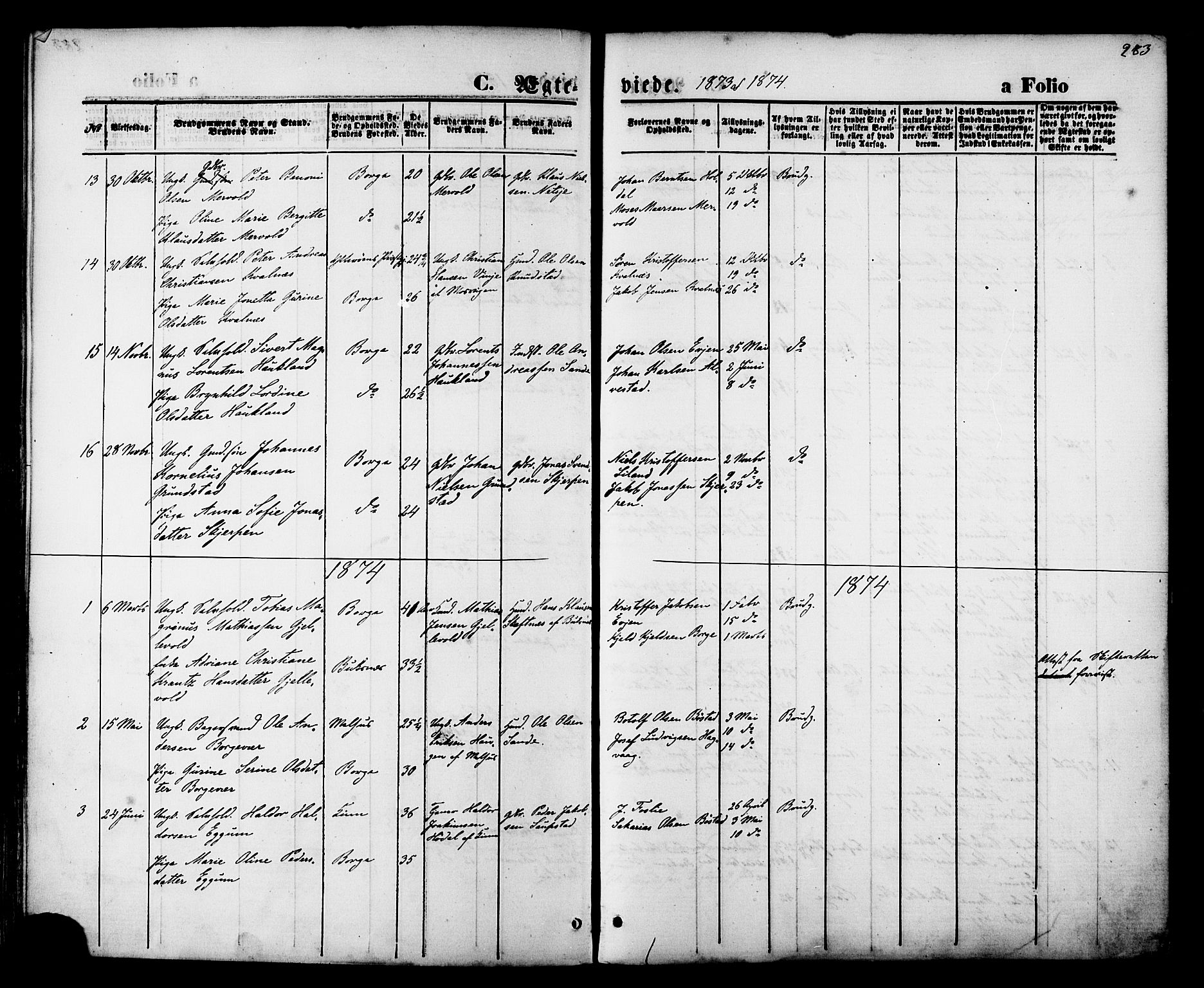 Ministerialprotokoller, klokkerbøker og fødselsregistre - Nordland, AV/SAT-A-1459/880/L1132: Parish register (official) no. 880A06, 1869-1887, p. 283