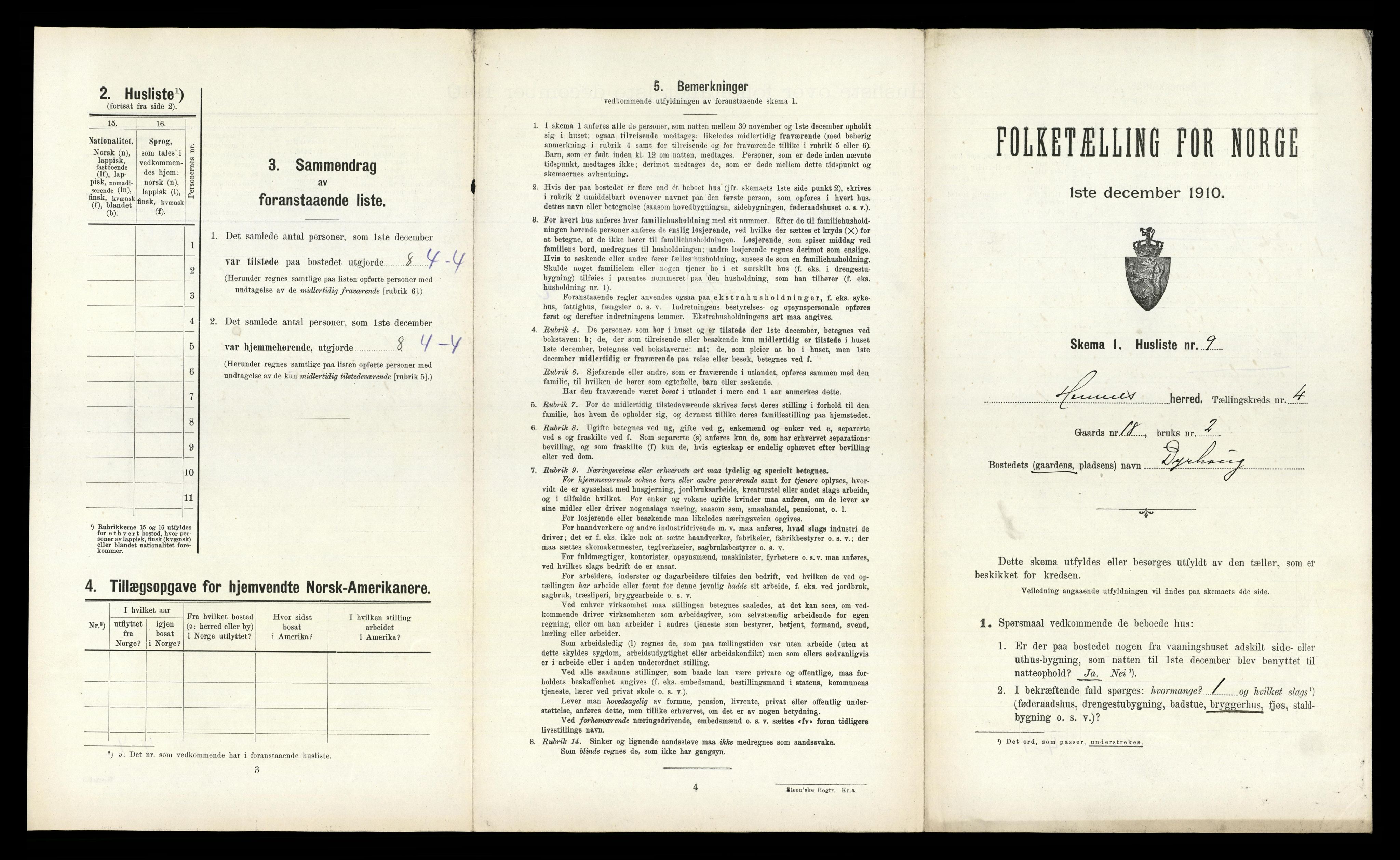 RA, 1910 census for Hemnes, 1910, p. 994