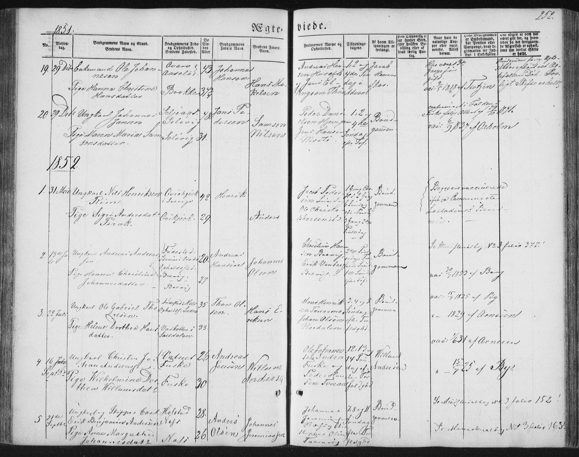 Ministerialprotokoller, klokkerbøker og fødselsregistre - Nordland, SAT/A-1459/852/L0738: Parish register (official) no. 852A08, 1849-1865, p. 252