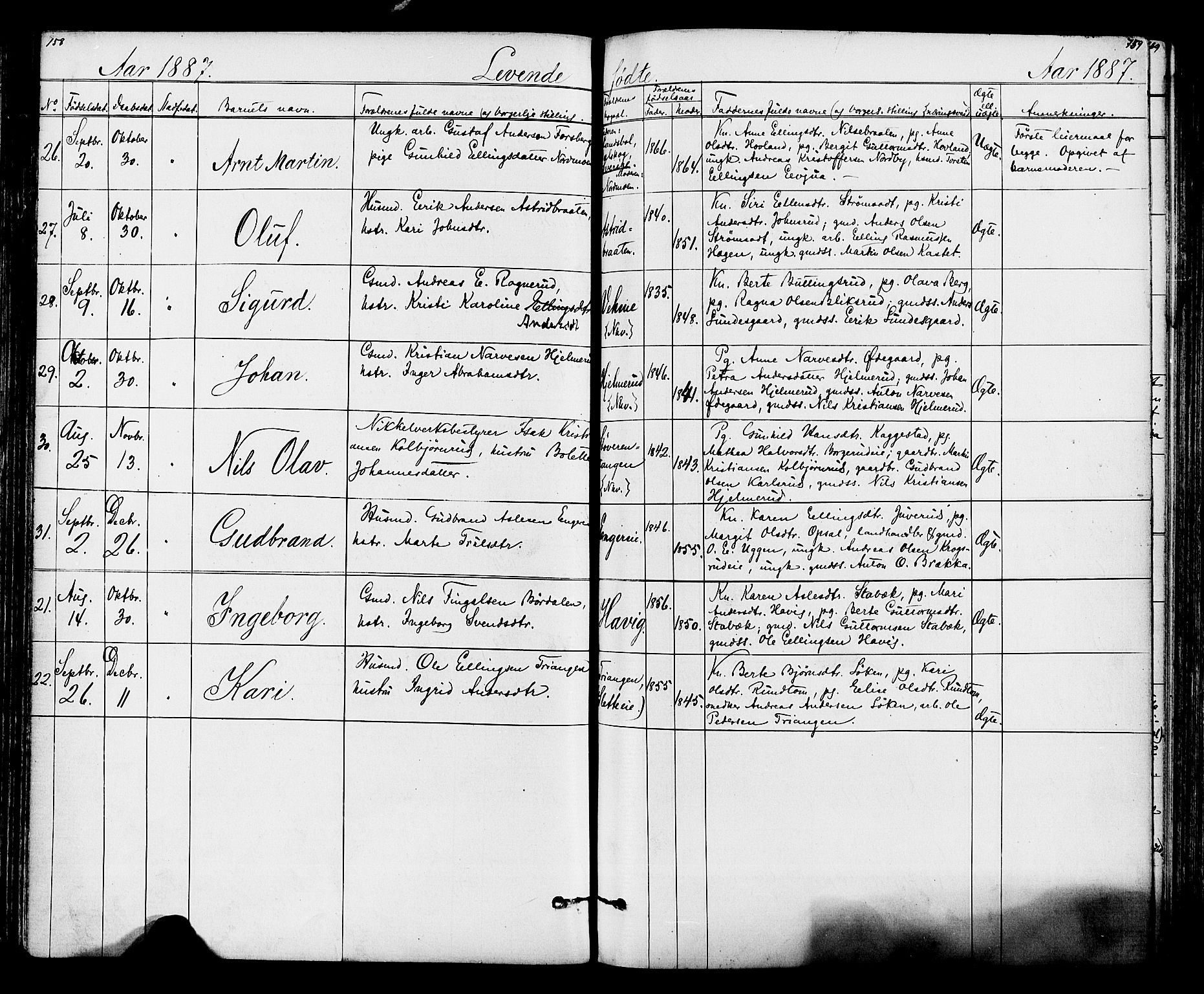 Lunder kirkebøker, AV/SAKO-A-629/G/Ga/L0003a: Parish register (copy) no. I 3, 1869-1888, p. 158-159