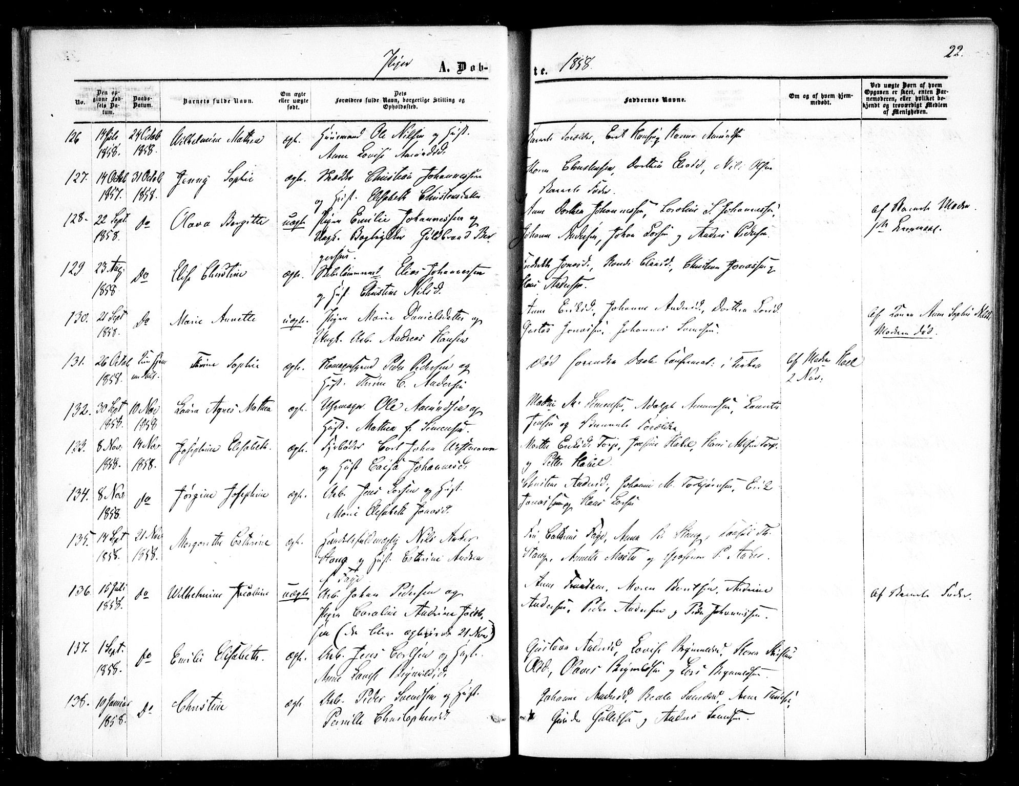 Halden prestekontor Kirkebøker, AV/SAO-A-10909/F/Fa/L0007: Parish register (official) no. I 7, 1857-1865, p. 22