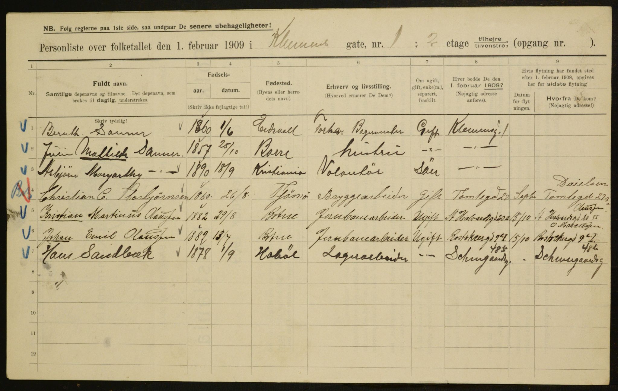 OBA, Municipal Census 1909 for Kristiania, 1909, p. 11572