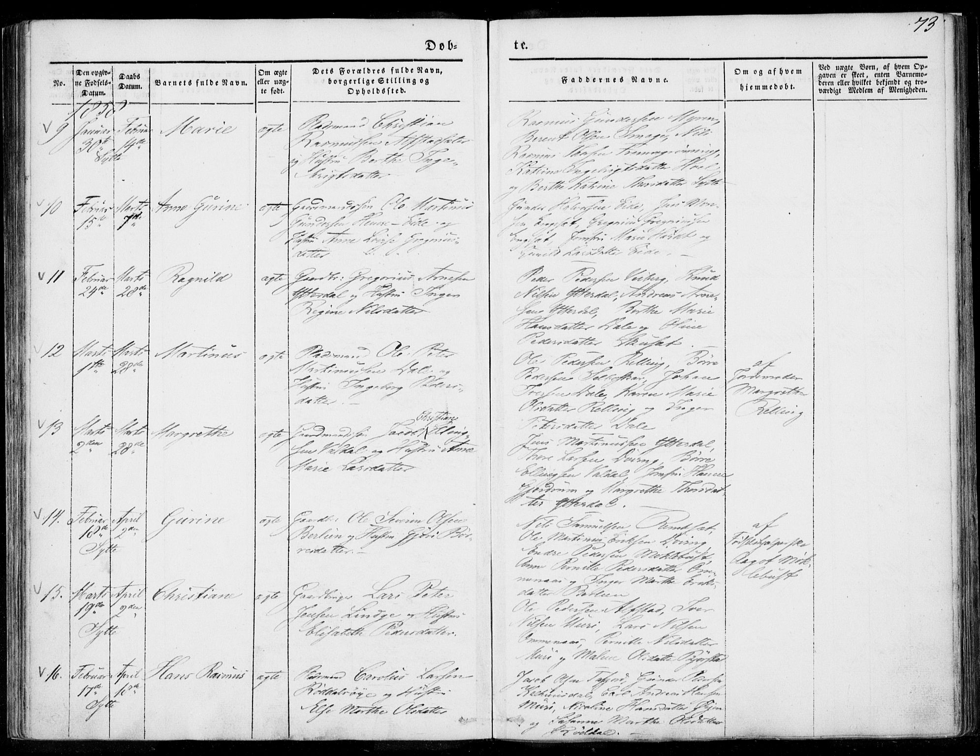 Ministerialprotokoller, klokkerbøker og fødselsregistre - Møre og Romsdal, SAT/A-1454/519/L0249: Parish register (official) no. 519A08, 1846-1868, p. 73