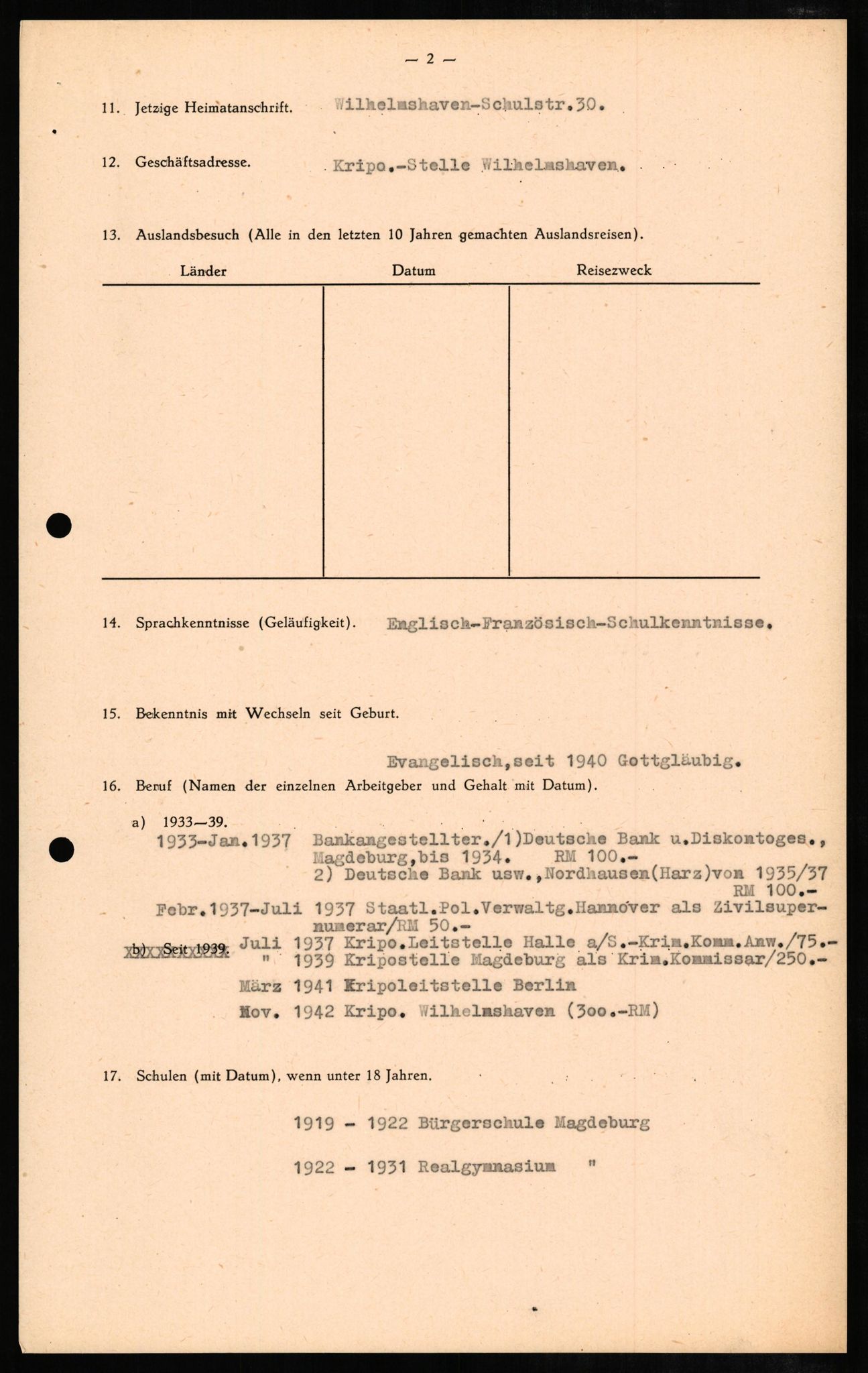 Forsvaret, Forsvarets overkommando II, AV/RA-RAFA-3915/D/Db/L0008: CI Questionaires. Tyske okkupasjonsstyrker i Norge. Tyskere., 1945-1946, p. 301